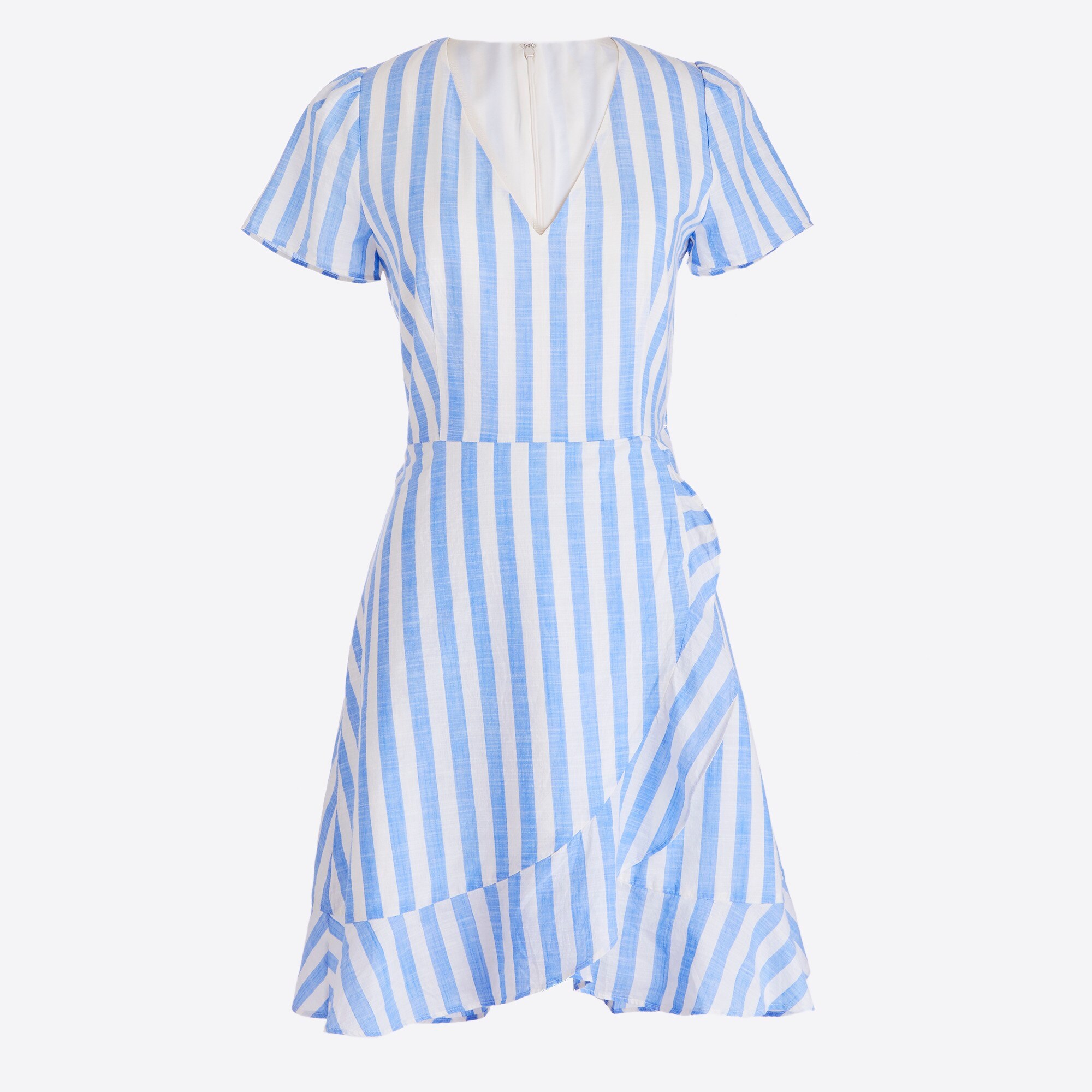 Striped faux-wrap dress