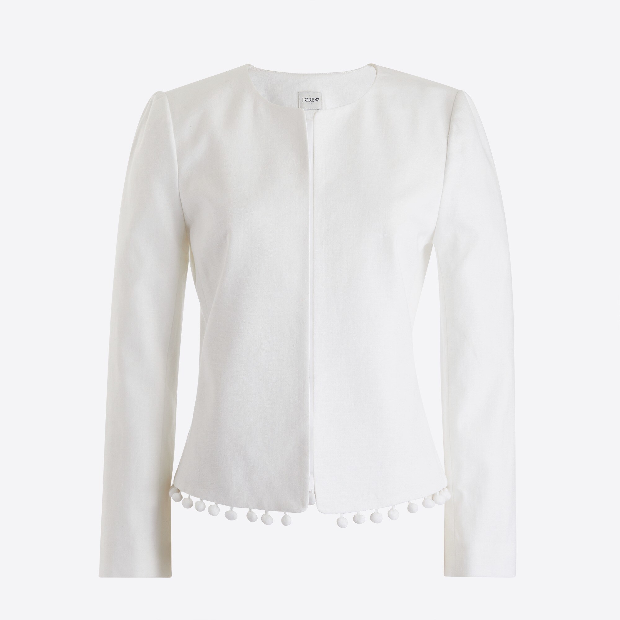Cropped jacket with pom-poms