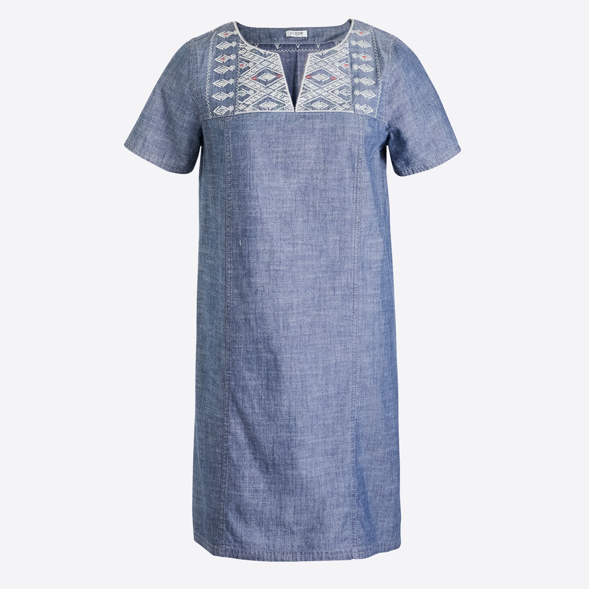 Embroidered chambray dress