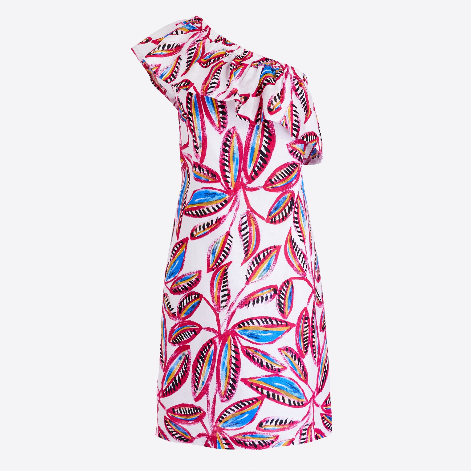 One-shoulder dress in floral print