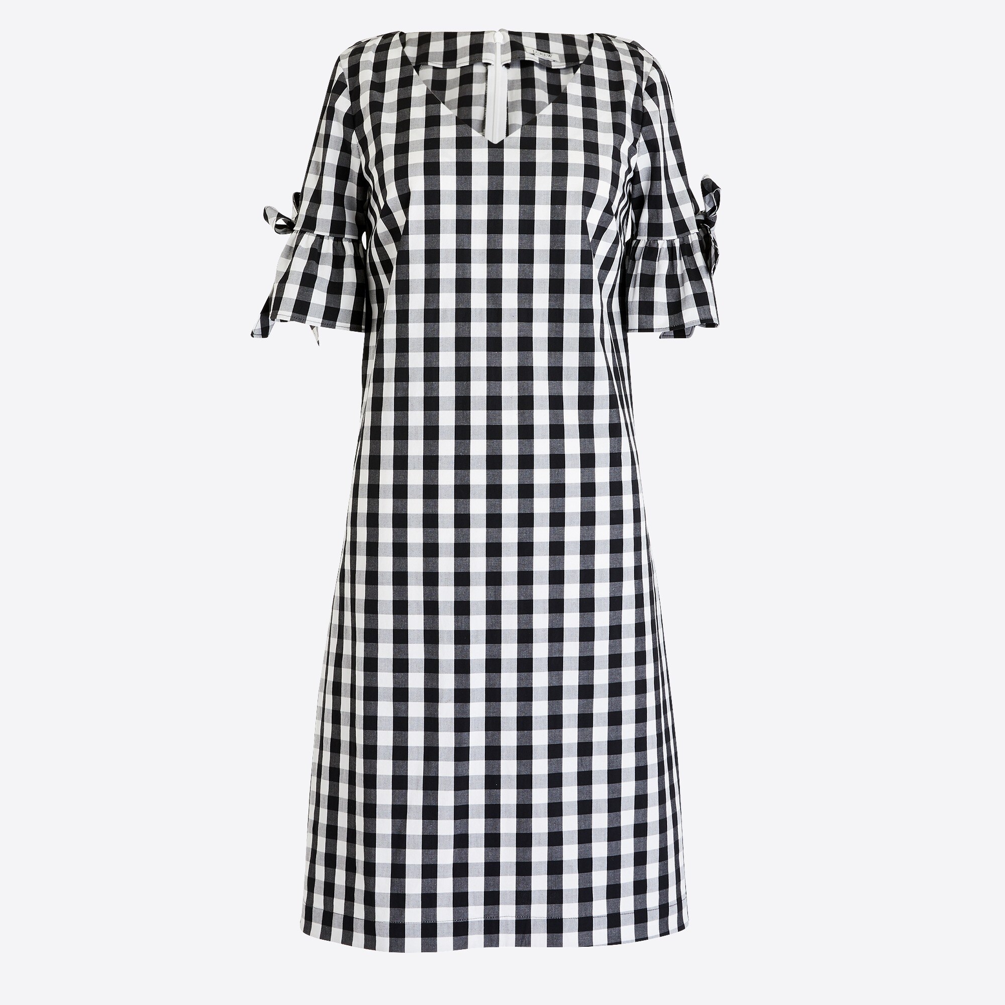 Tie-sleeve Dress In Gingham For Women | Factory