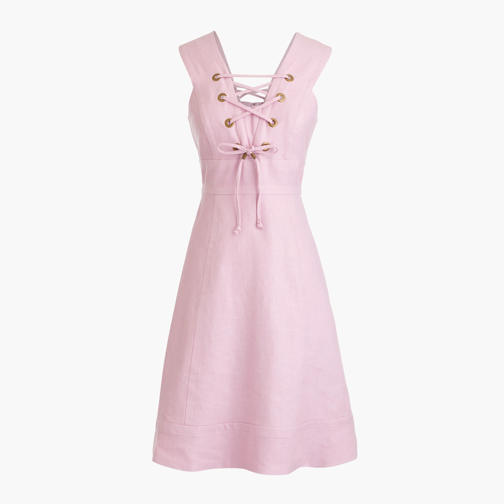 Lace-up dress in structured linen