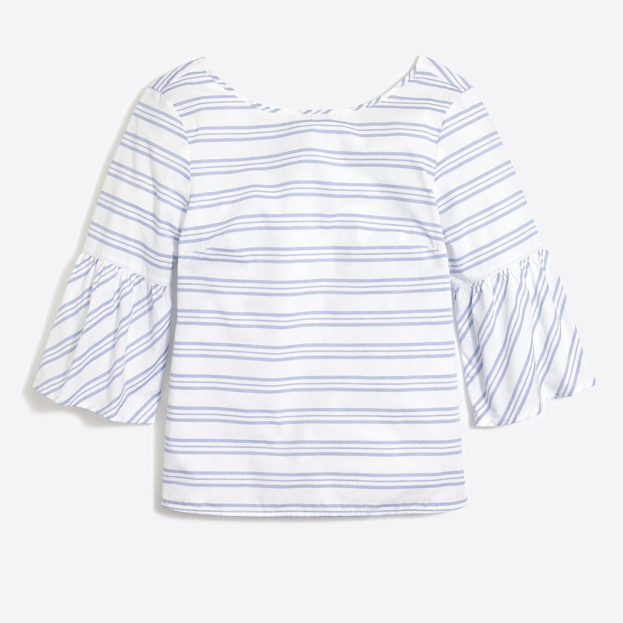 striped bell-sleeve tie-back top for women
