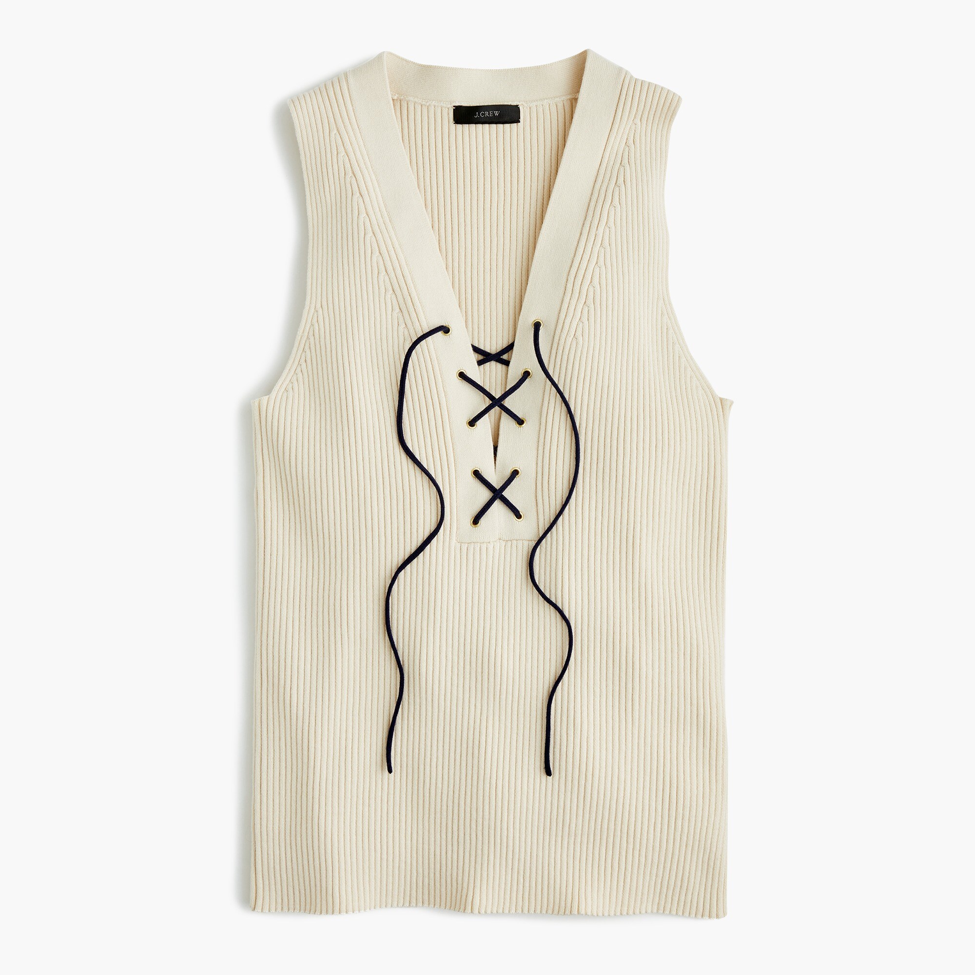 Ribbed lace-up sweater tank