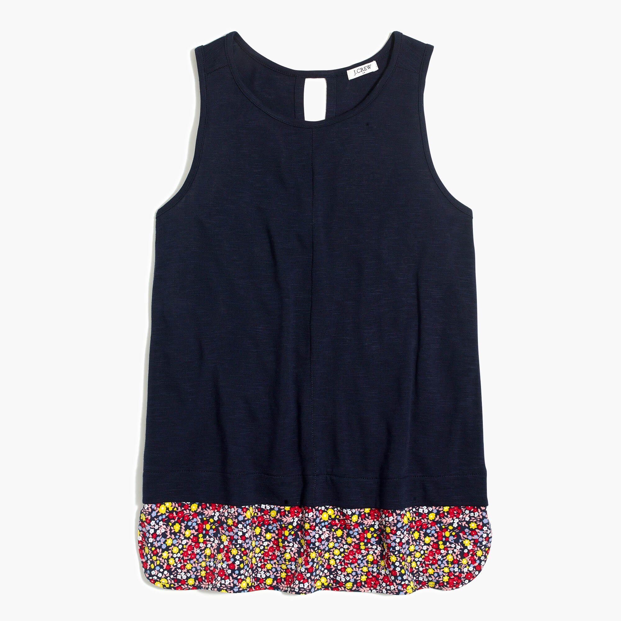 Drapey tank top with patterned silky hem