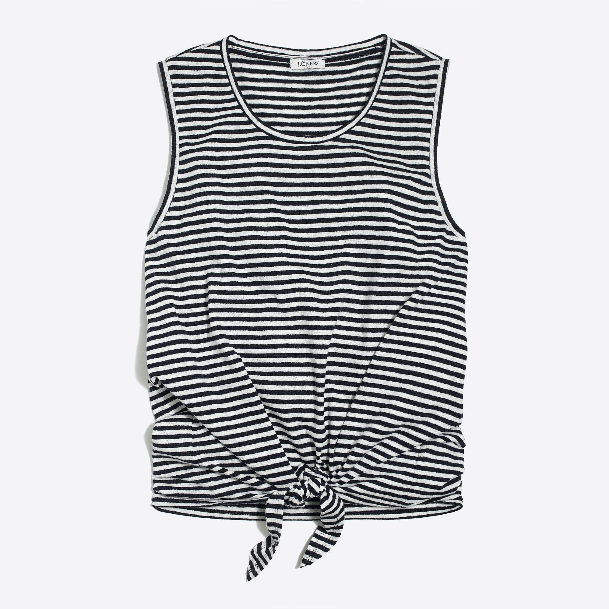 striped tie-front tank top for women