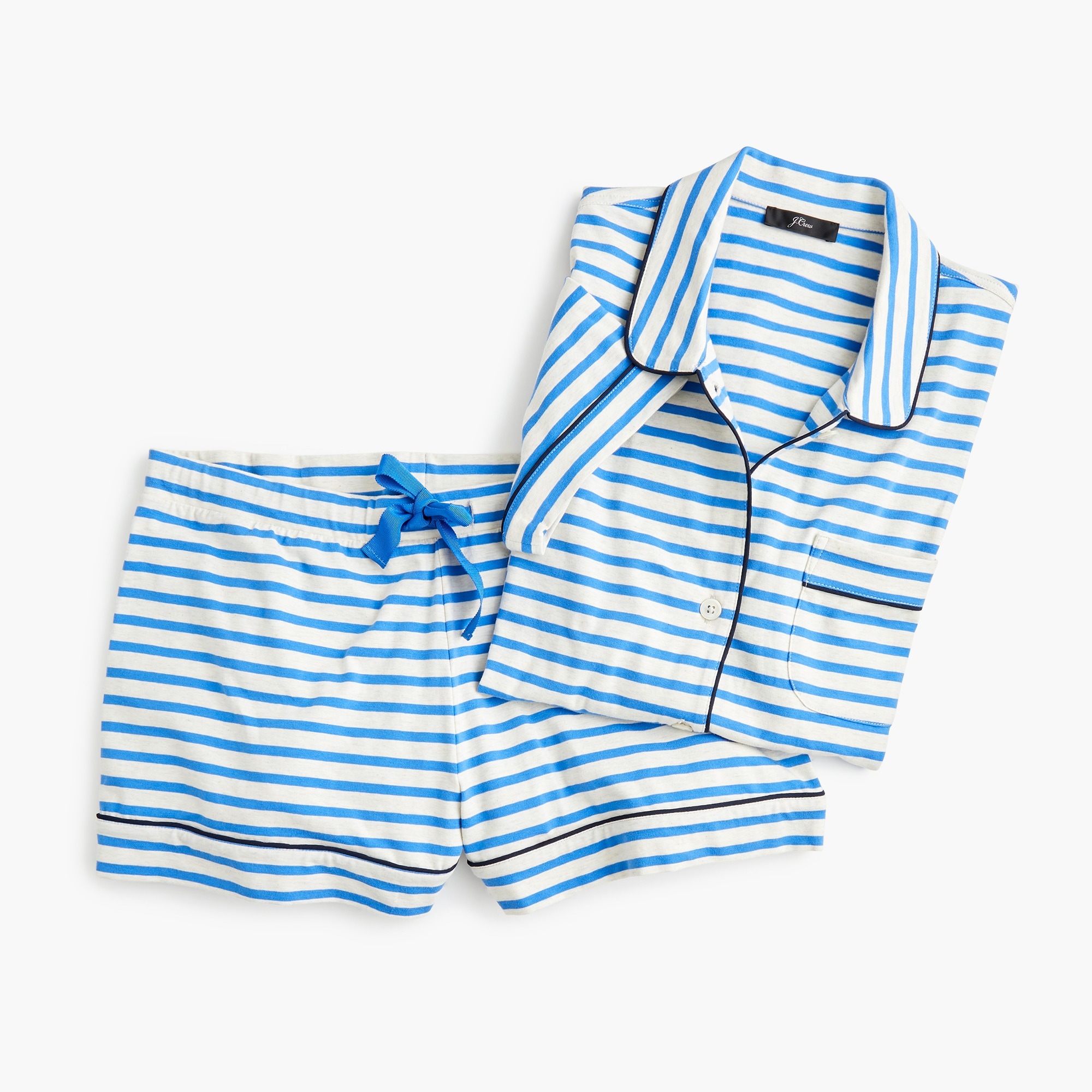 women's dreamy short-sleeve cotton pajama set in stripe - women's sleepwear