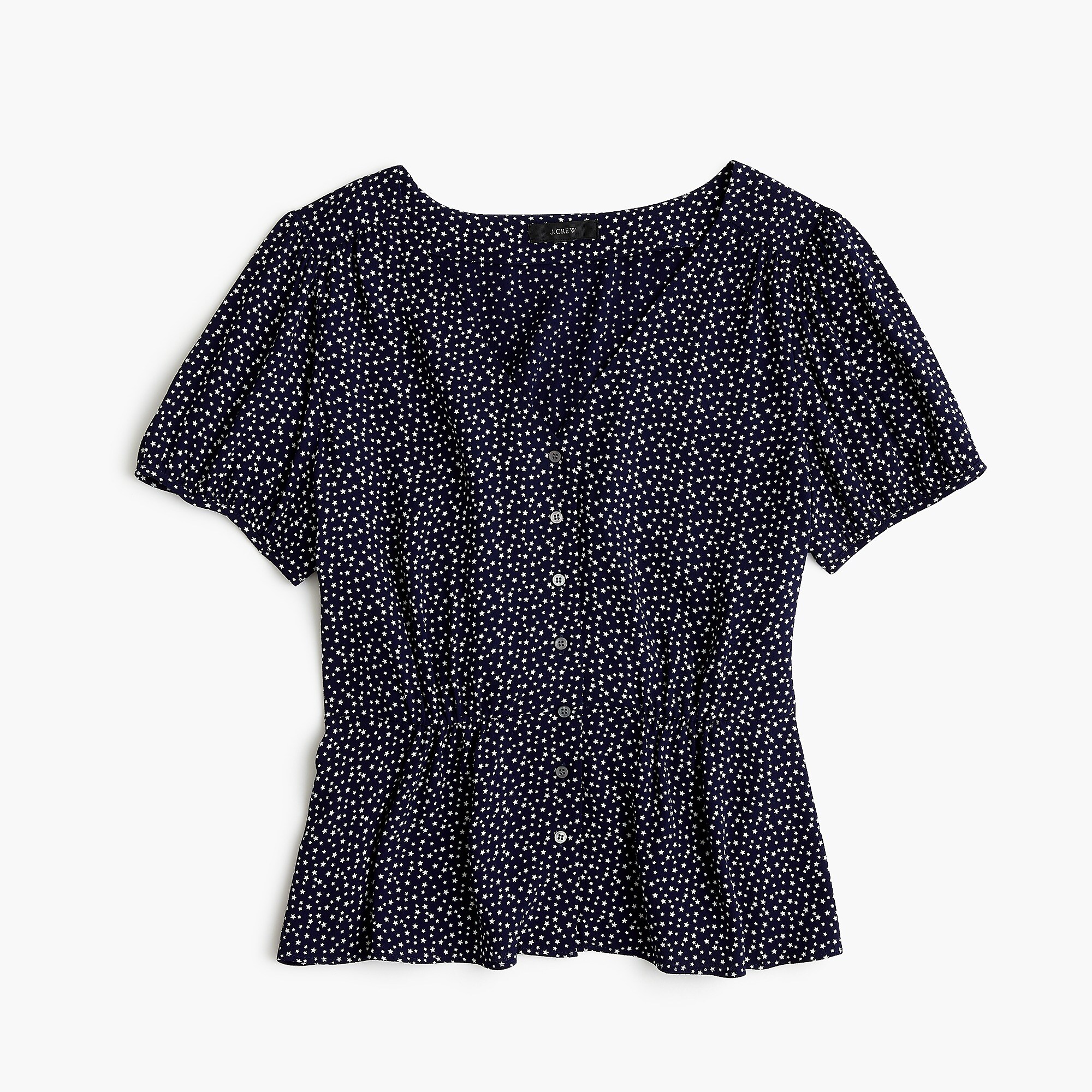 Women's Button-Up Peplum Top In Star Print - Women's Shirts | J.Crew