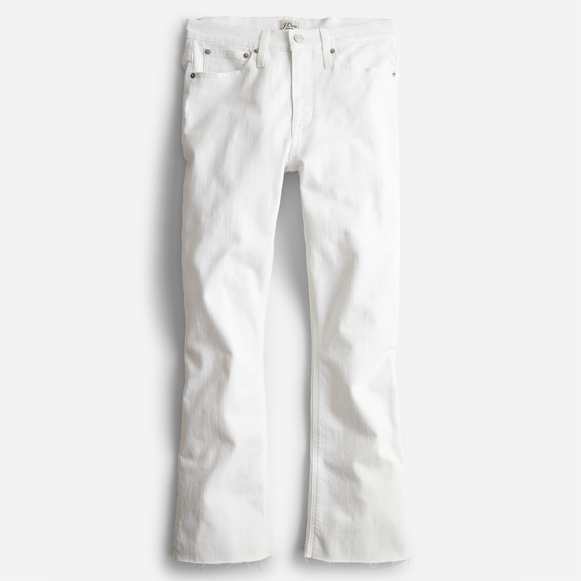 9" mid-rise demi-boot crop jean in white