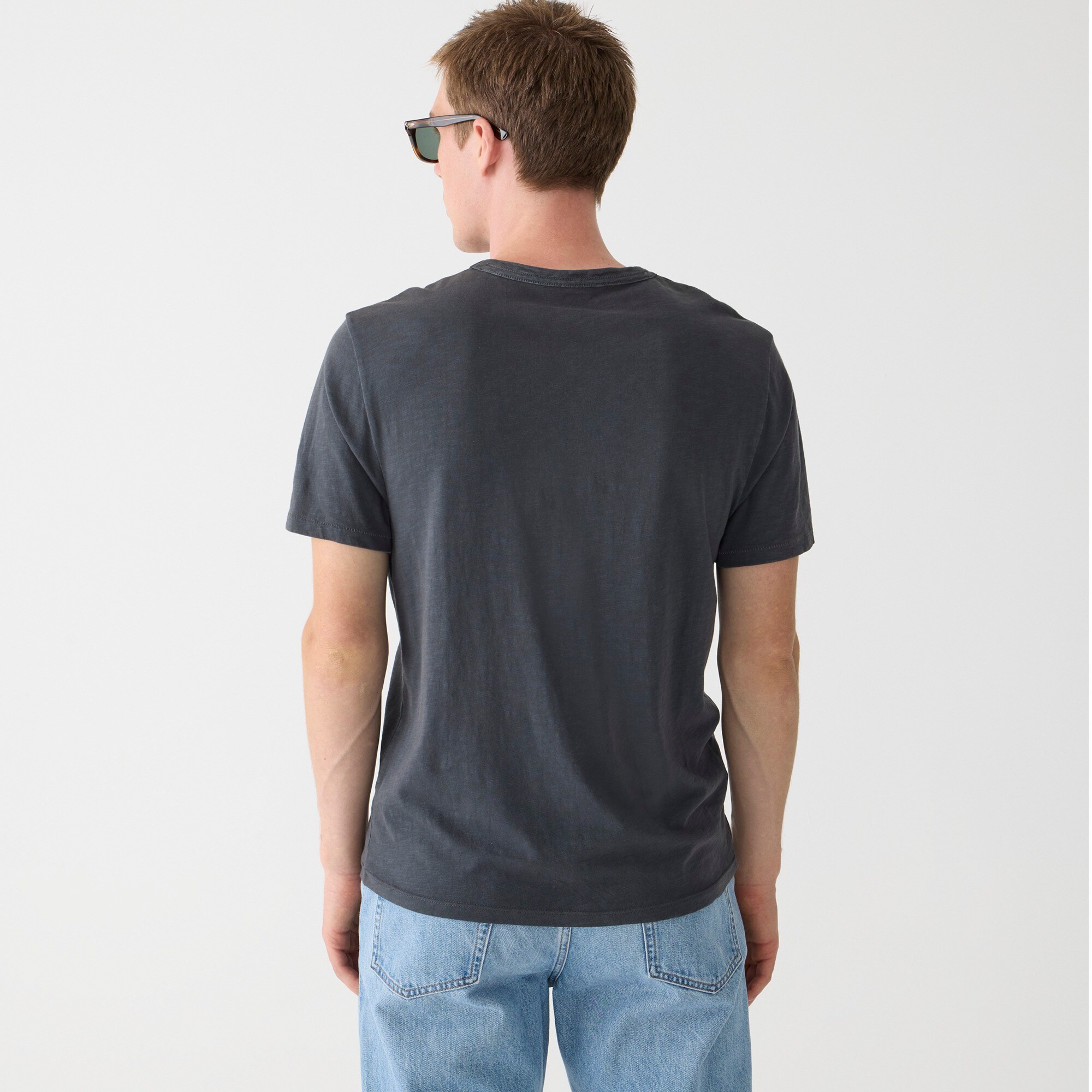 Garment-dyed slub cotton crewneck T-shirt