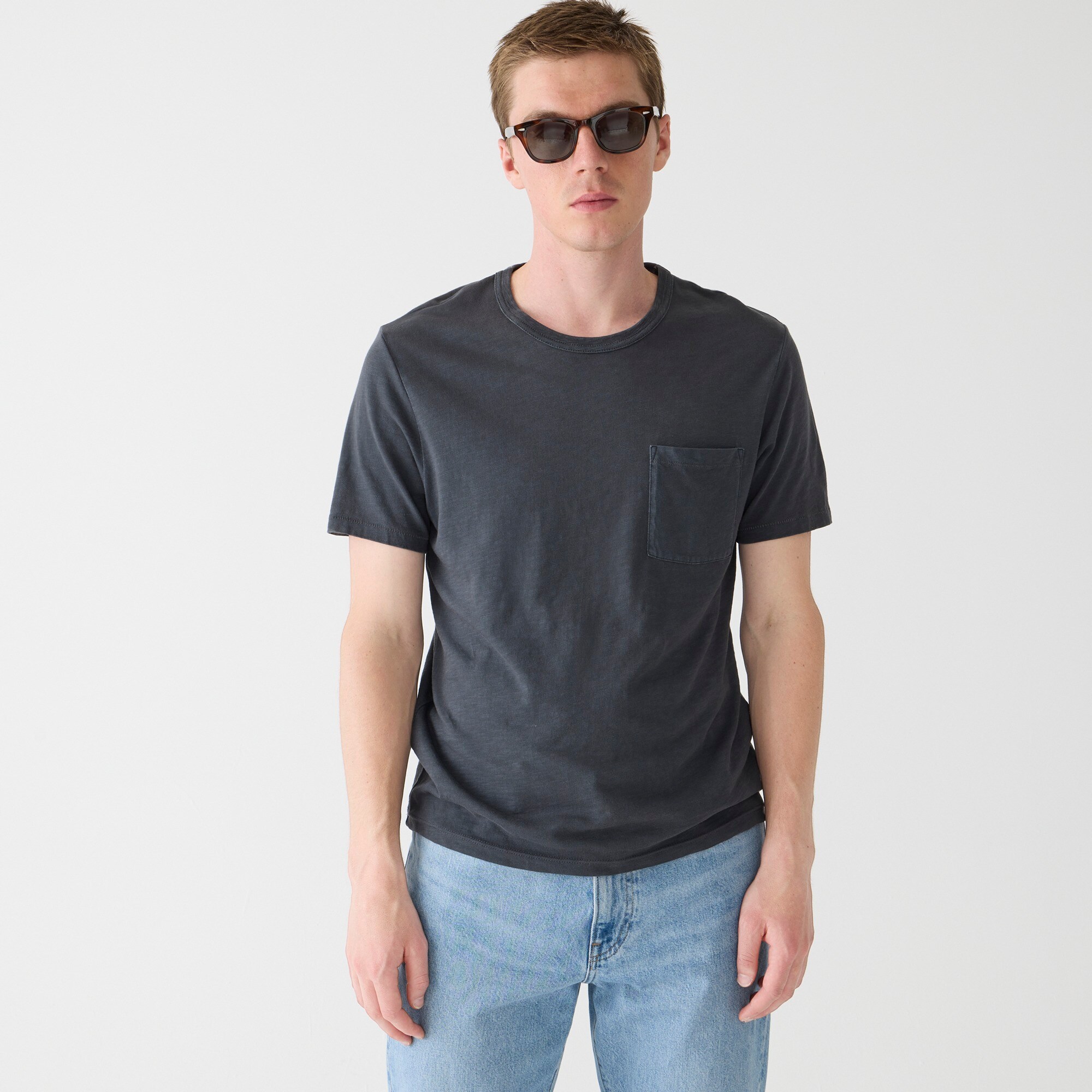 Garment-dyed slub cotton crewneck T-shirt