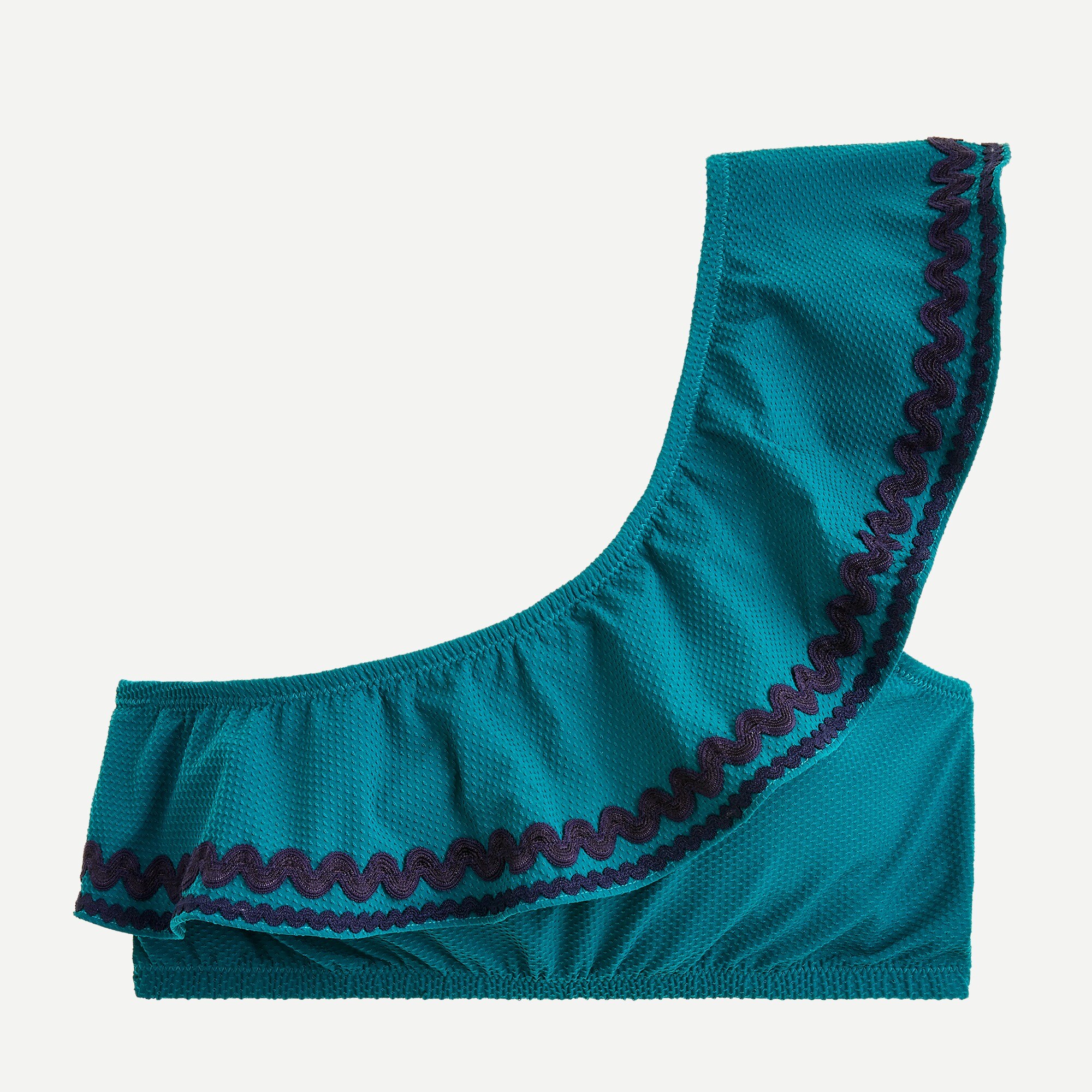 One-shoulder bikini top with rickrack