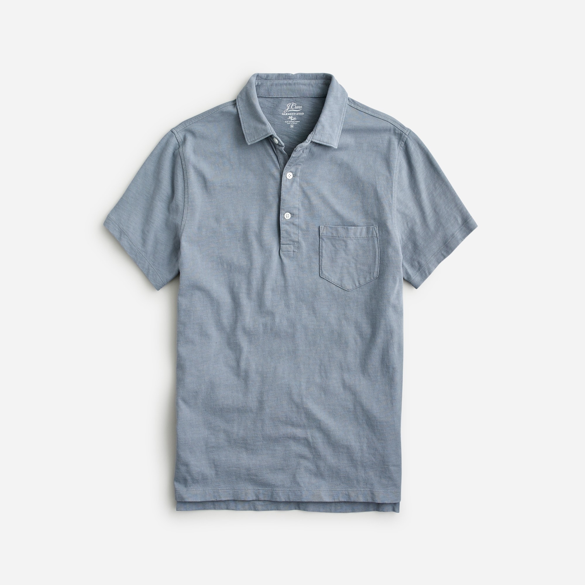 mens Garment-dyed slub cotton pocket polo shirt