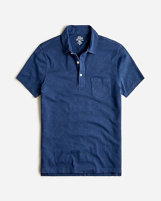  Garment-dyed slub cotton pocket polo shirt