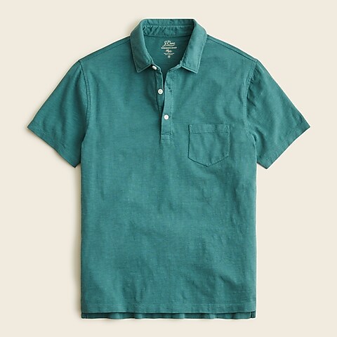  Garment-dyed slub cotton polo shirt
