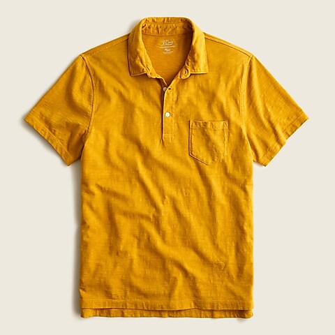 mens Garment-dyed slub cotton polo shirt