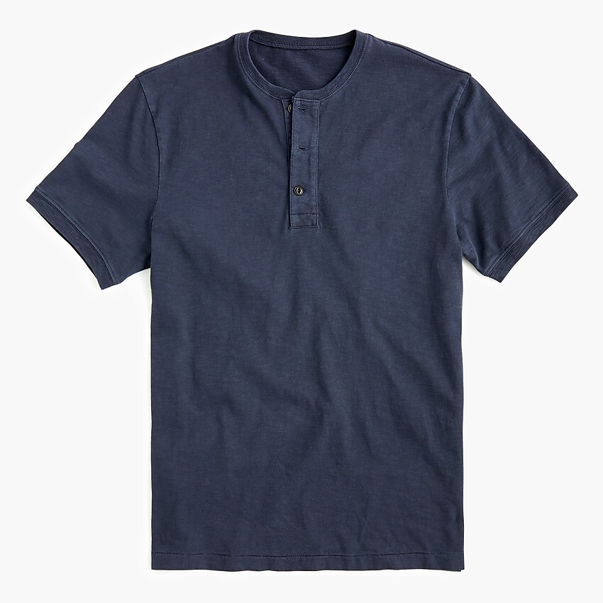 j.crew: garment-dyed slub cotton short-sleeve henley for men, right side, view zoomed