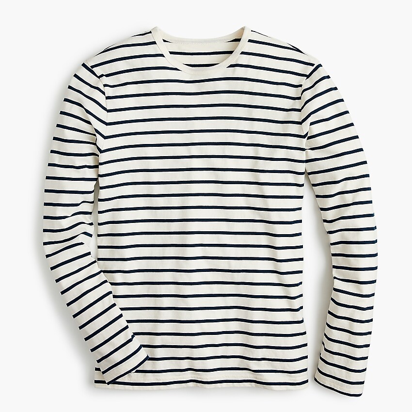 j.crew: essential long-sleeve t-shirt in deck stripe for men, right side, view zoomed