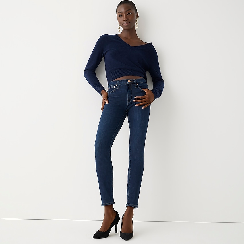 j.crew: 9" mid-rise toothpick jean in point lake wash for women, right side, view zoomed