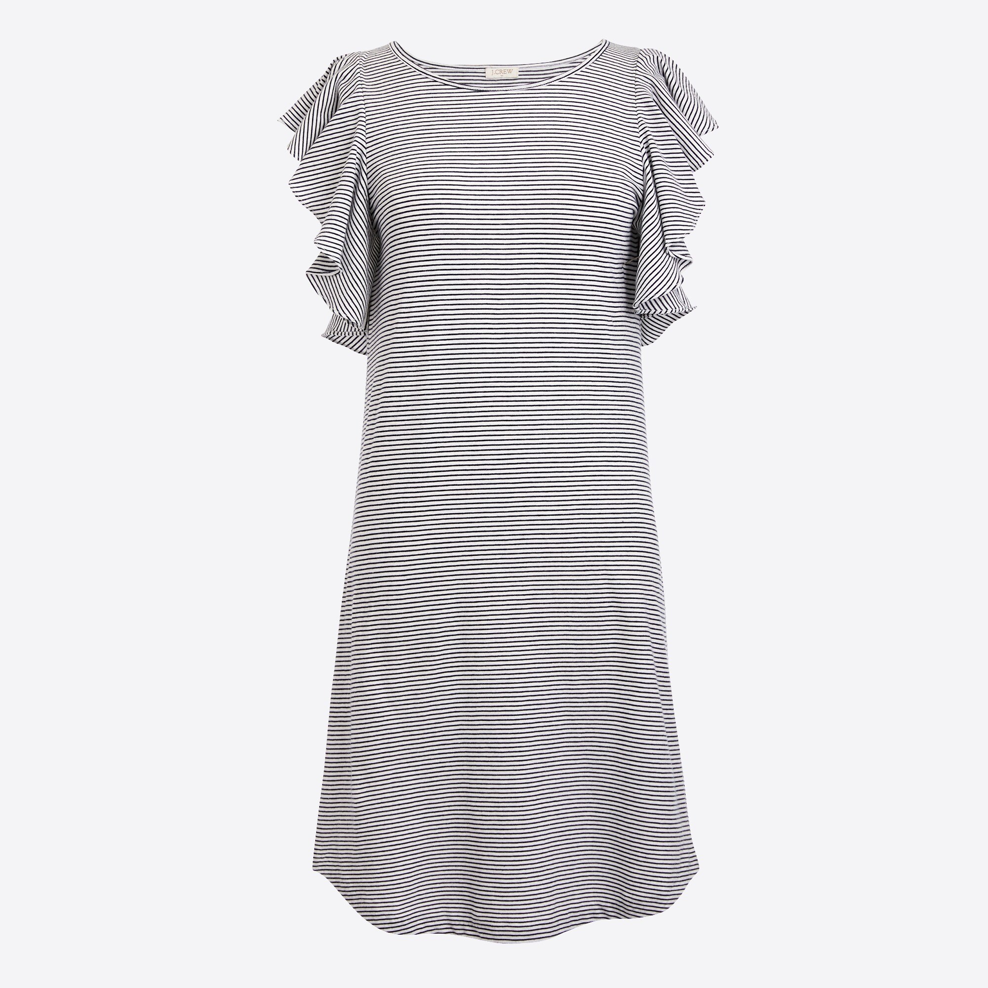 striped ruffle-shoulder dress for women