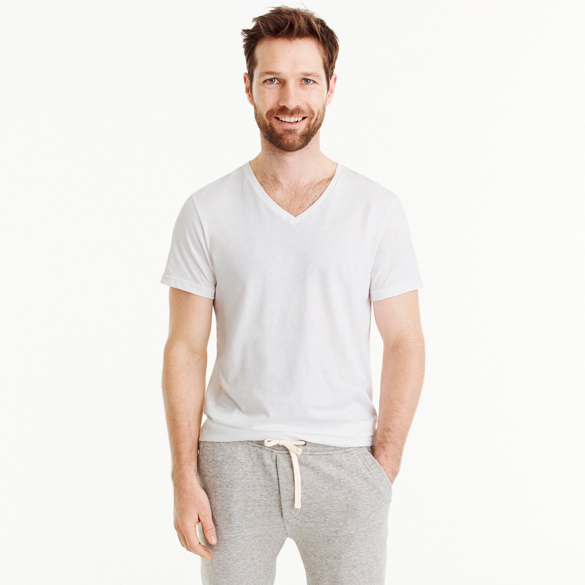 mens White V-neck undershirt