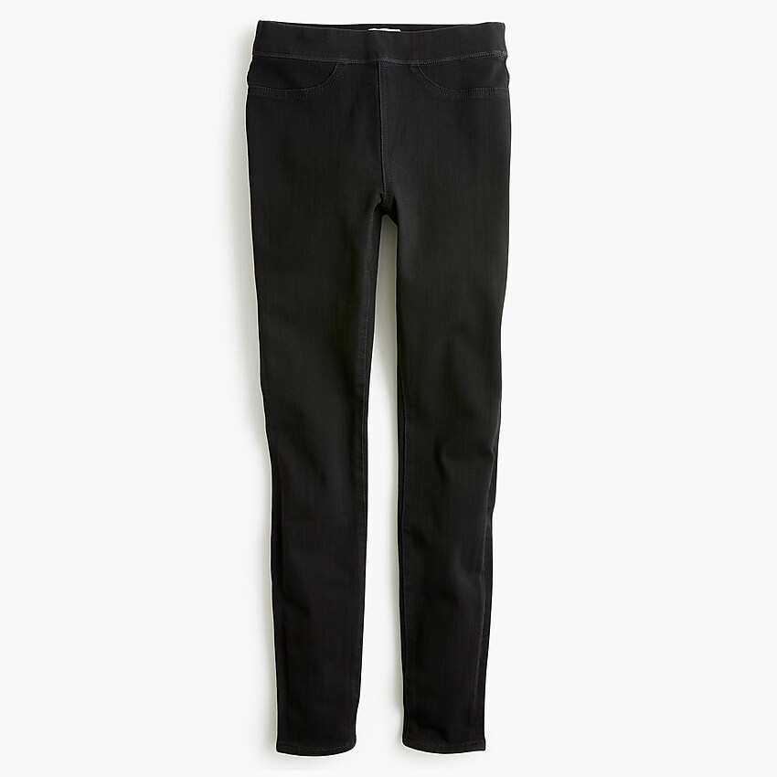 j.crew: pull-on toothpick jean in black for women, right side, view zoomed