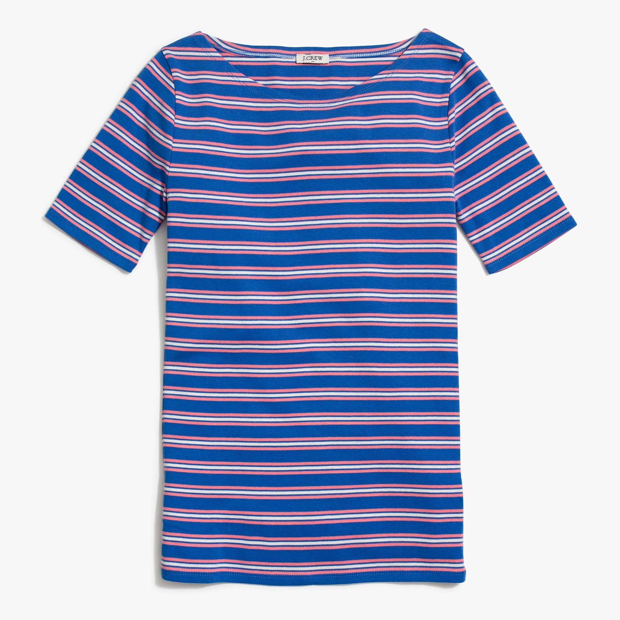 striped perfect-fit open-neck tee for women