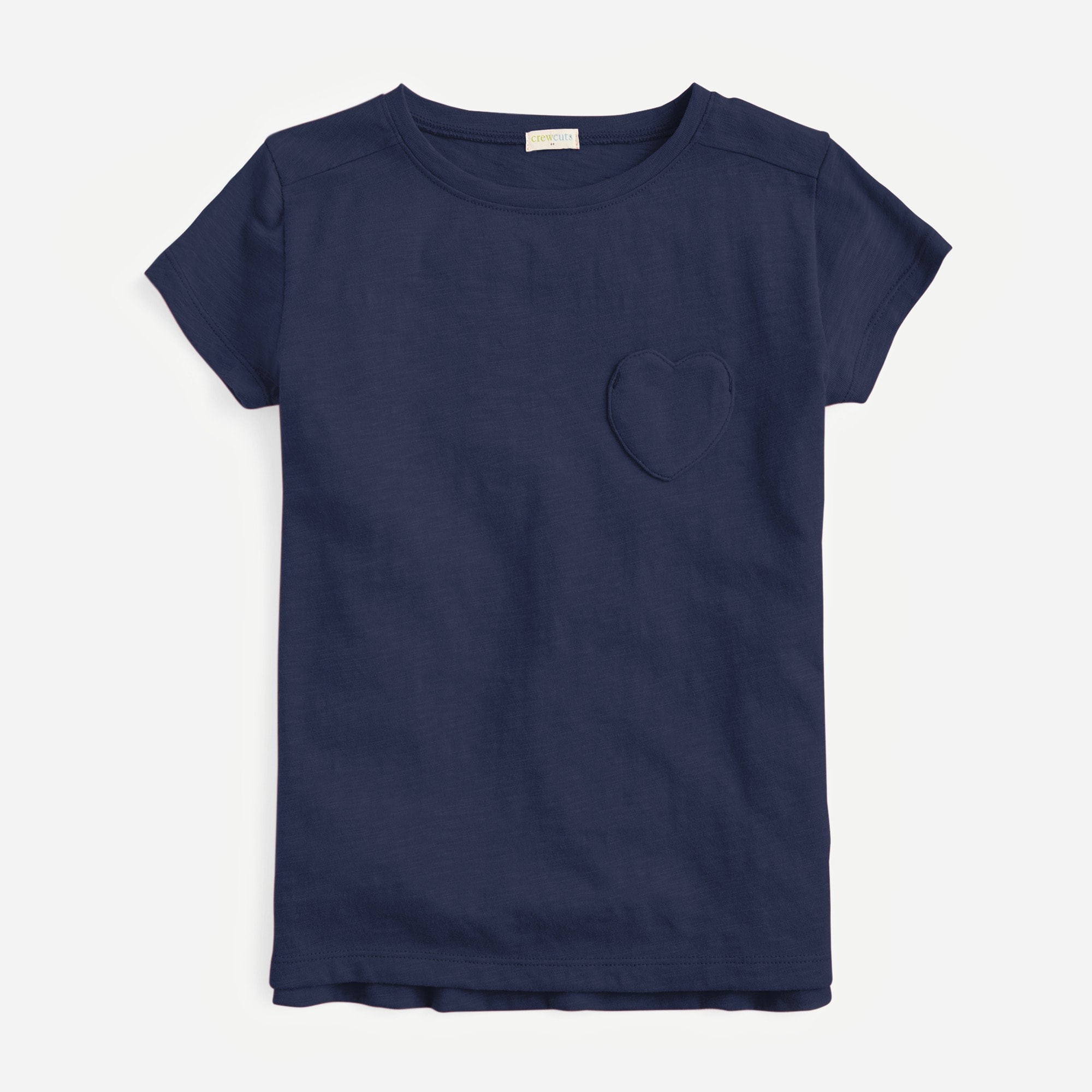  Girls' short-sleeve heart-pocket T-shirt