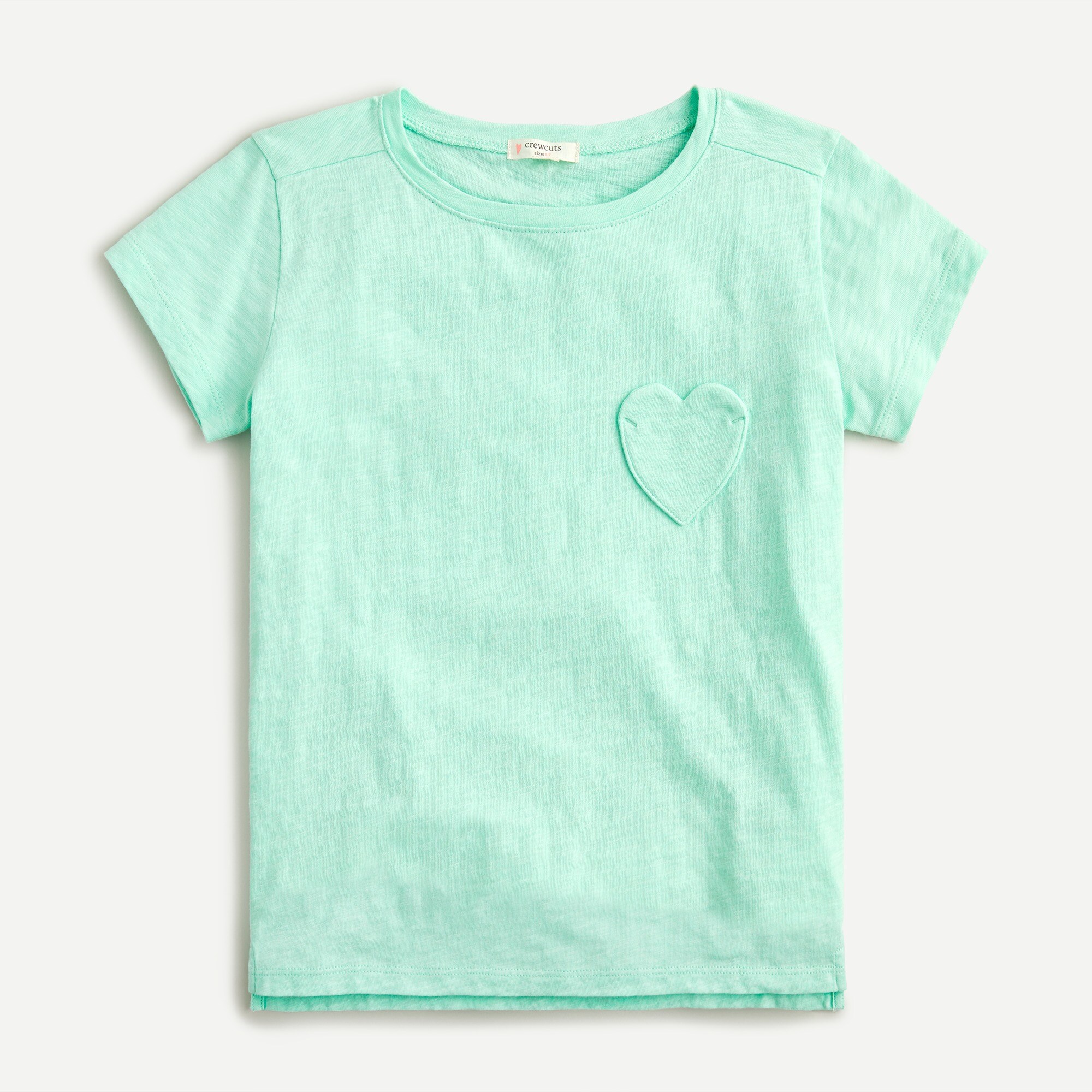 Girls' short-sleeve heart-pocket T-shirt