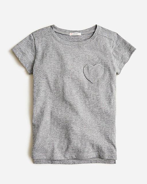  Girls&apos; short-sleeve heart-pocket T-shirt