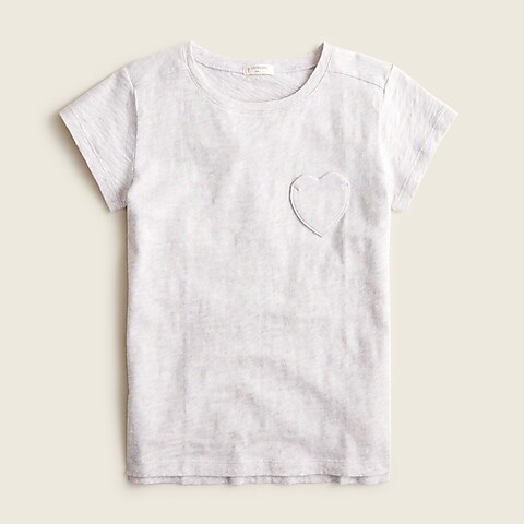  Girls' short-sleeve heart-pocket T-shirt