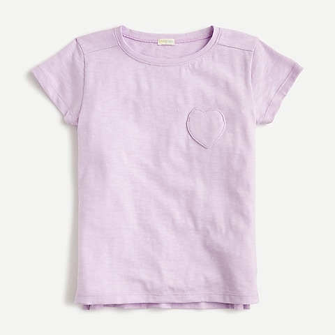 girls Girls' short-sleeve heart-pocket T-shirt