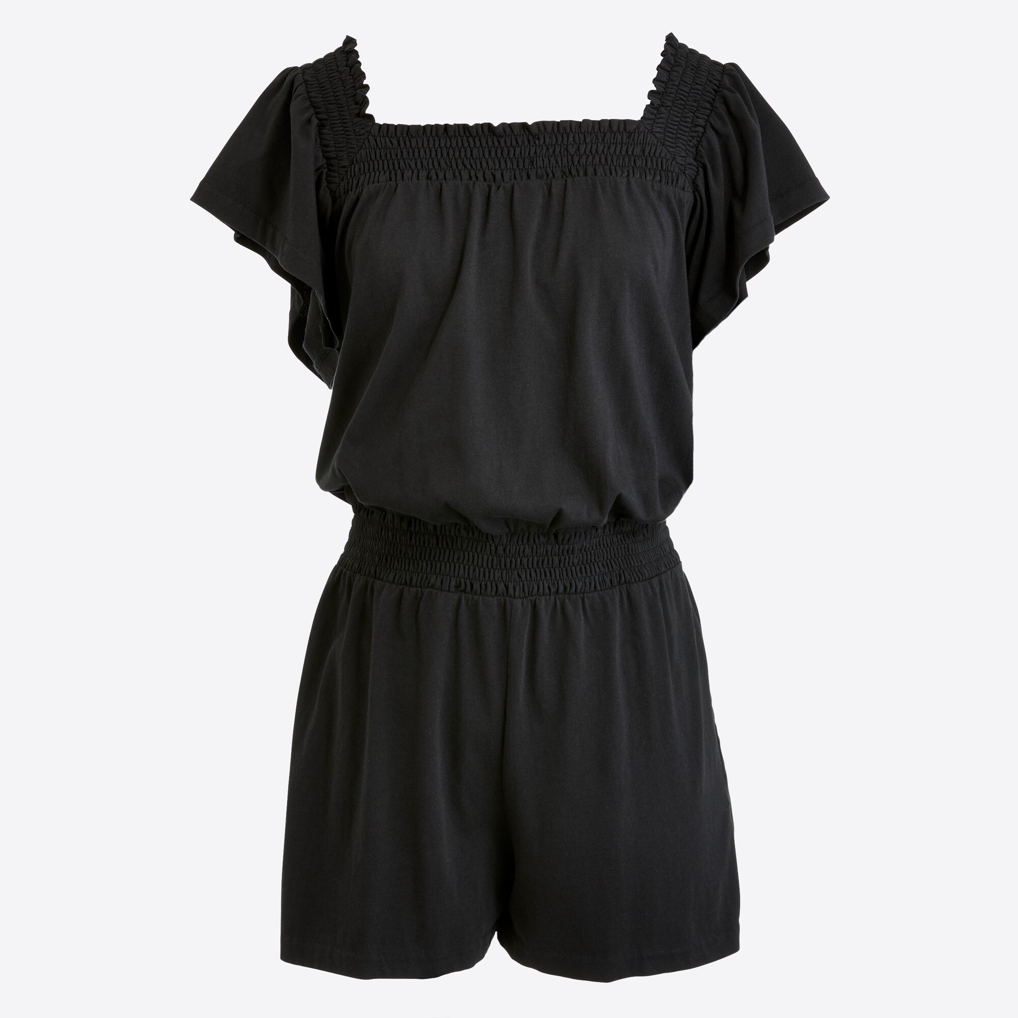 Smocked square-neck romper