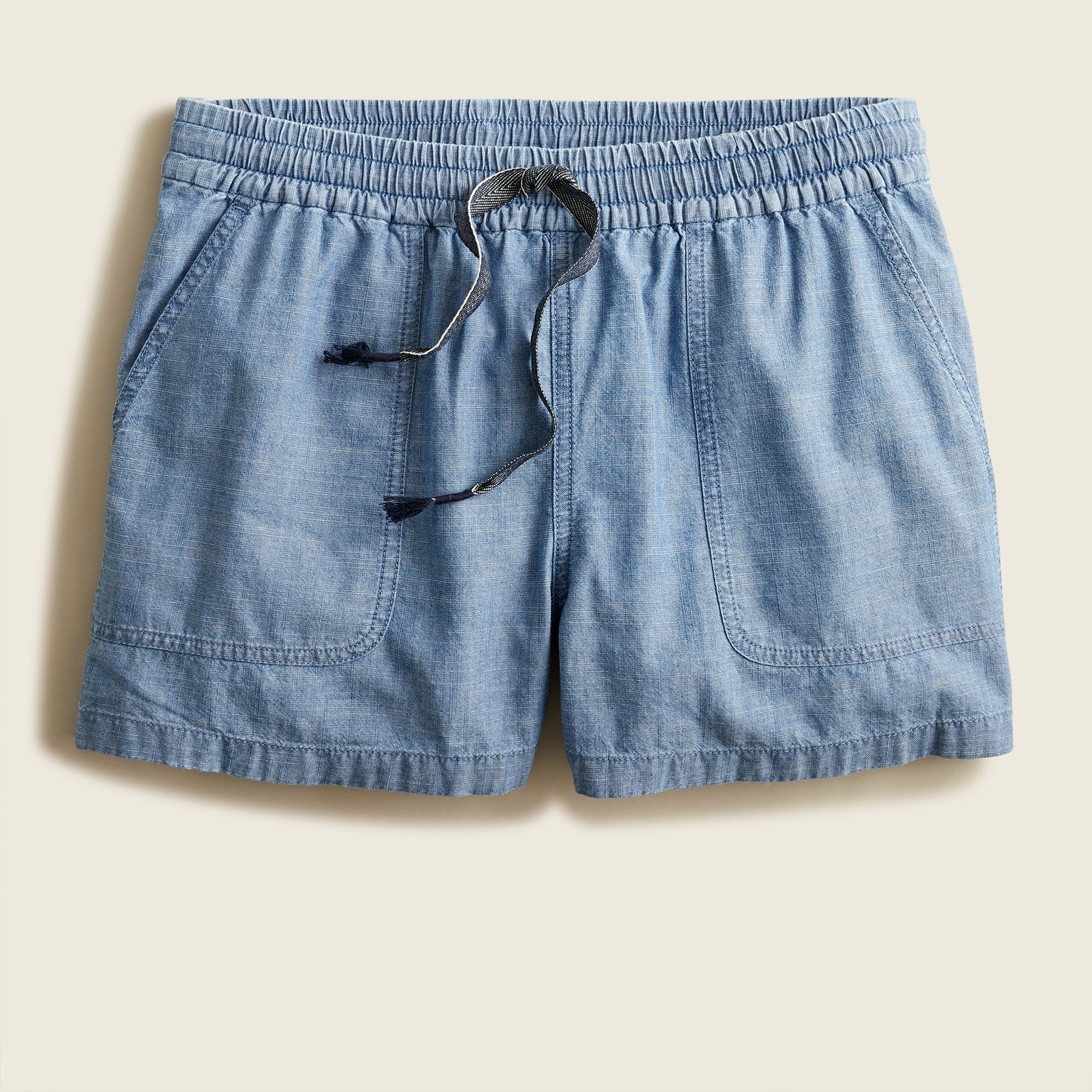 oversized gray tee, drawstring waist chambray shorts J. Crew