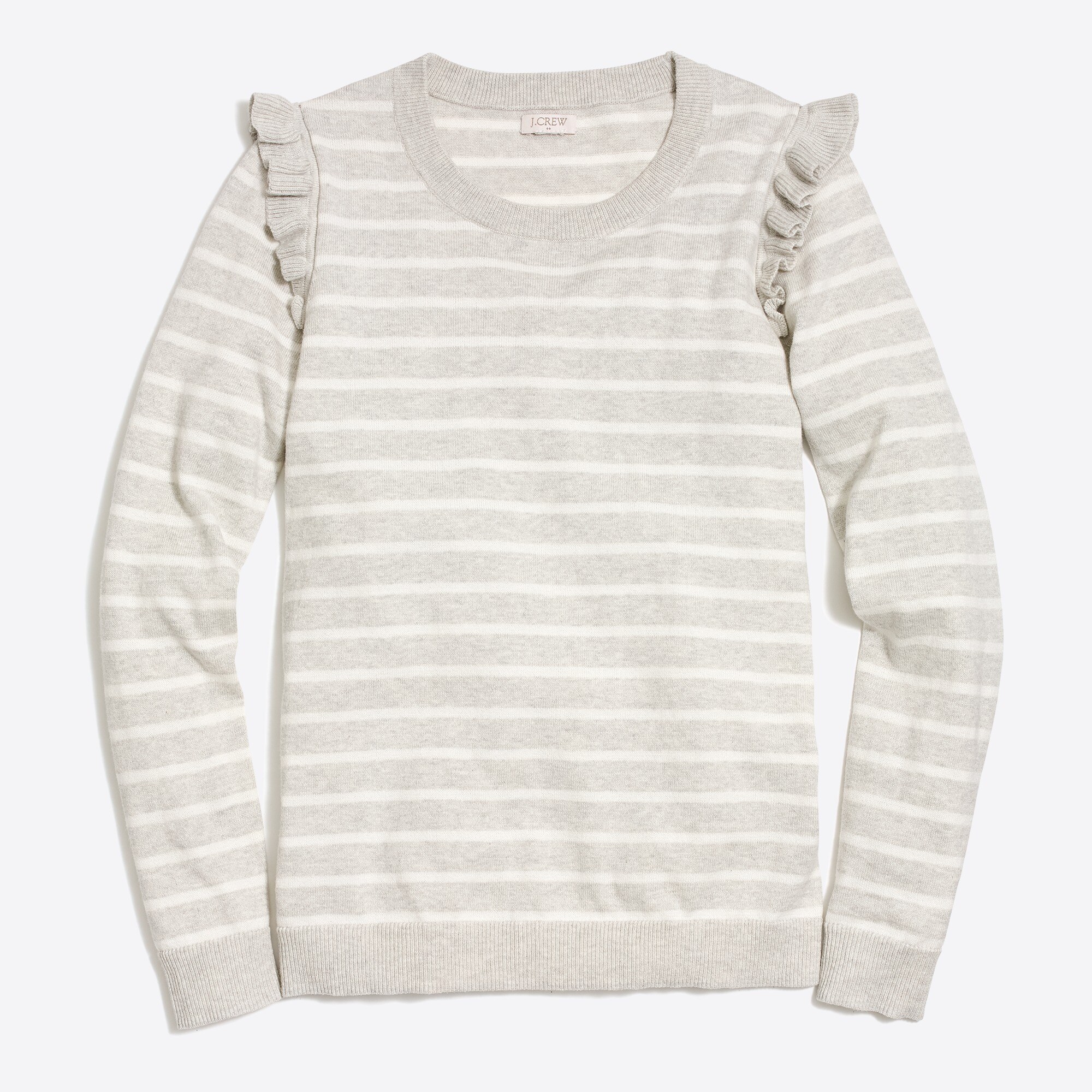 striped ruffle-shoulder sweater for women
