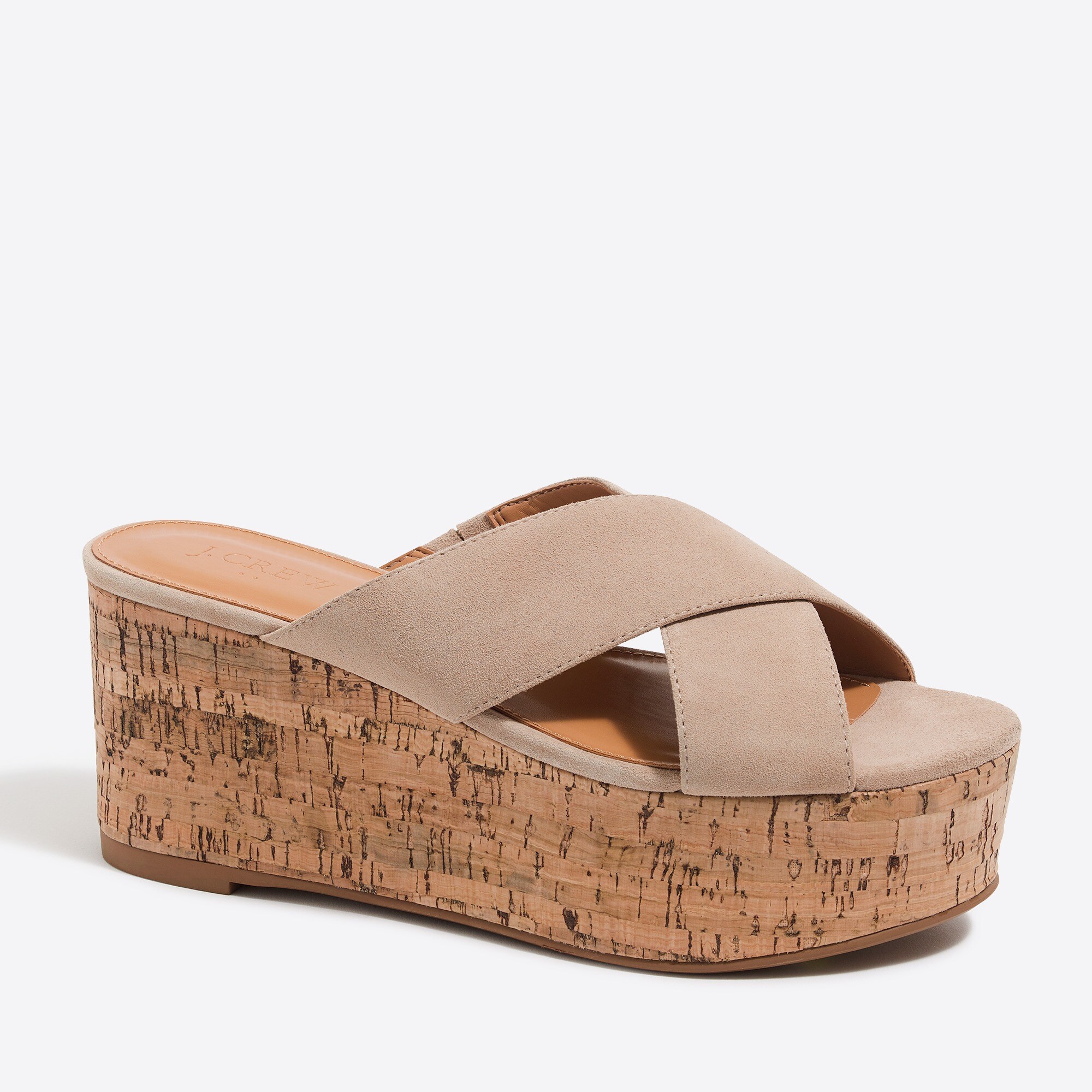 suede slip-on cork wedges for women