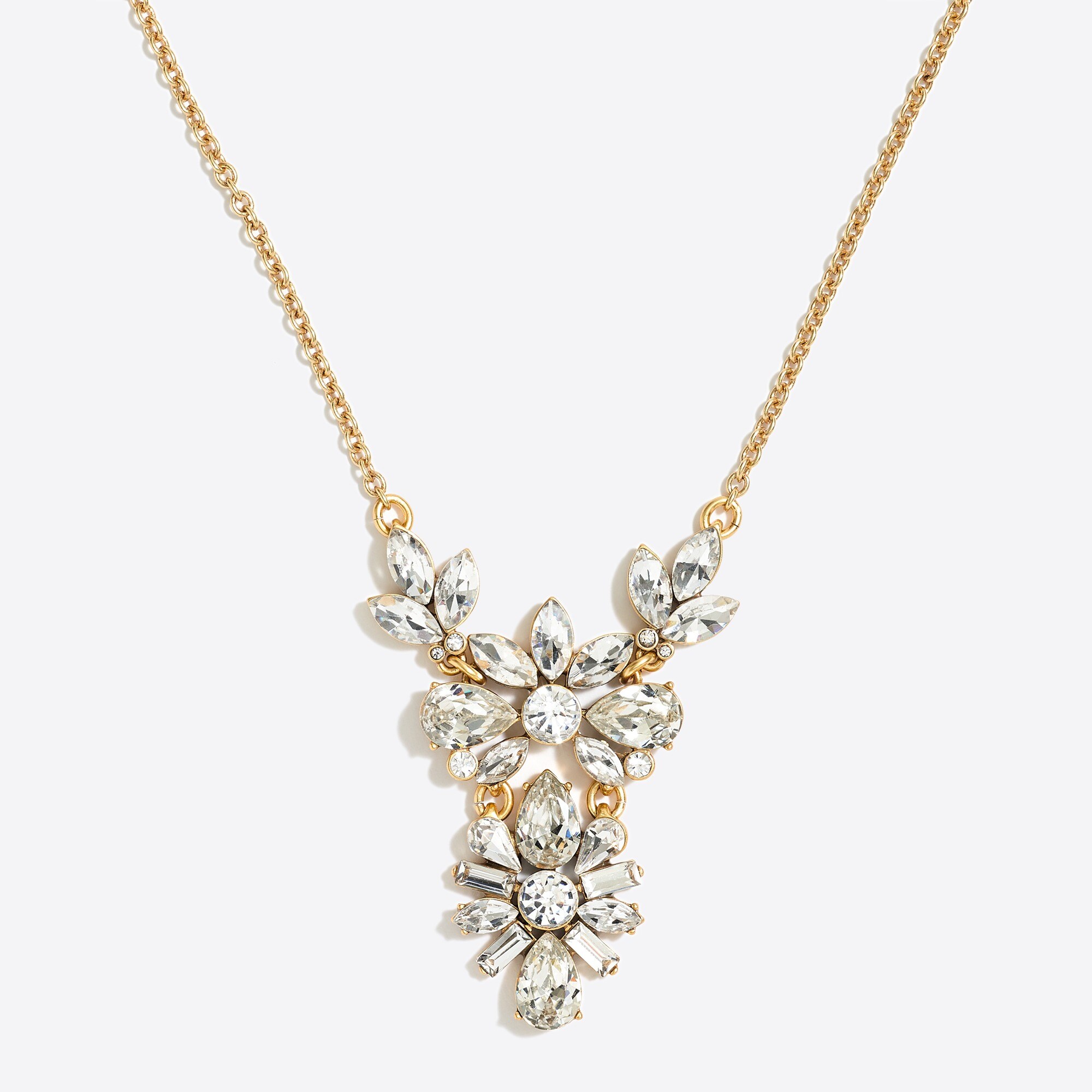 factory: gemstone flower necklace for women, right side, view zoomed