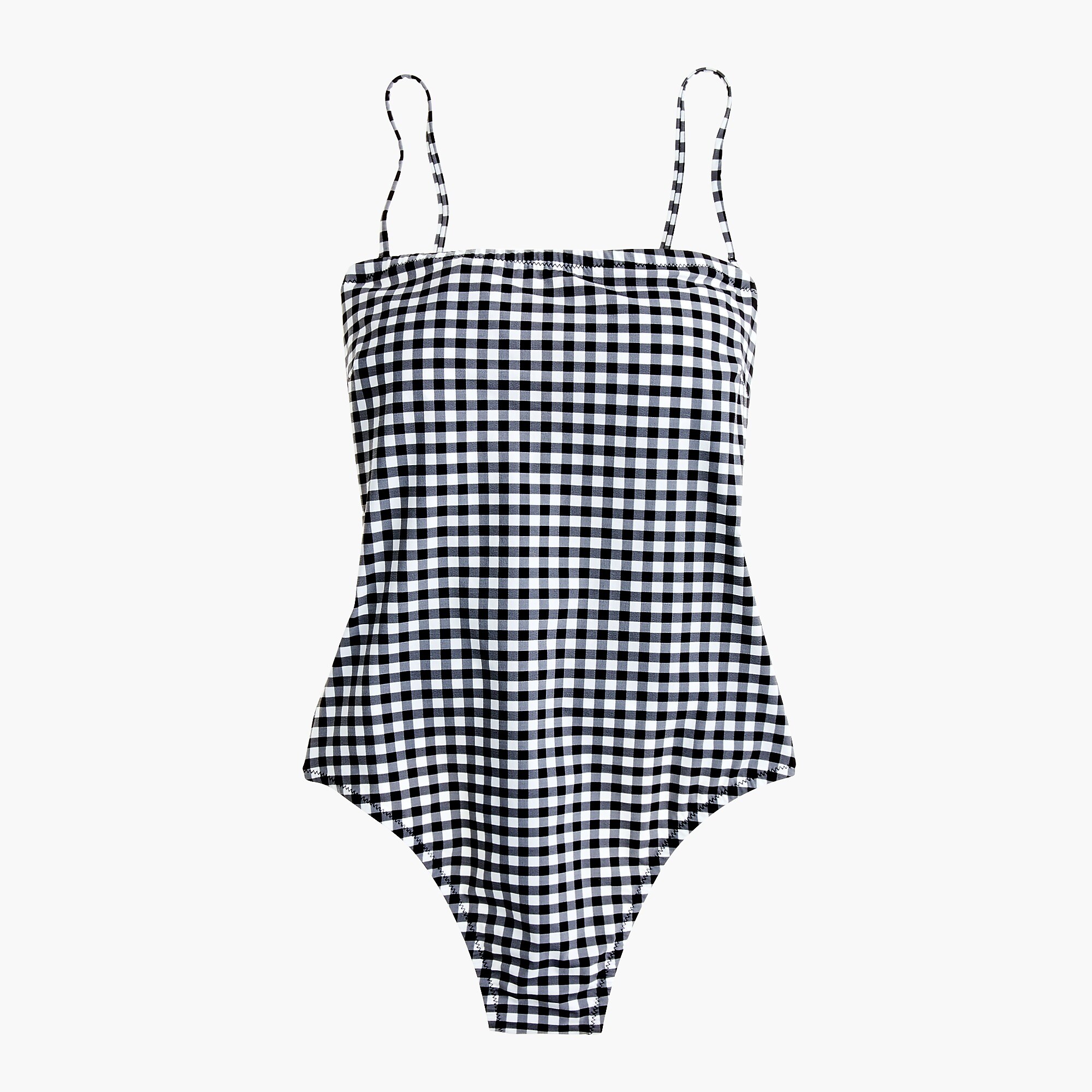 Straight bandeau one-piece swimsuit in matte gingham.