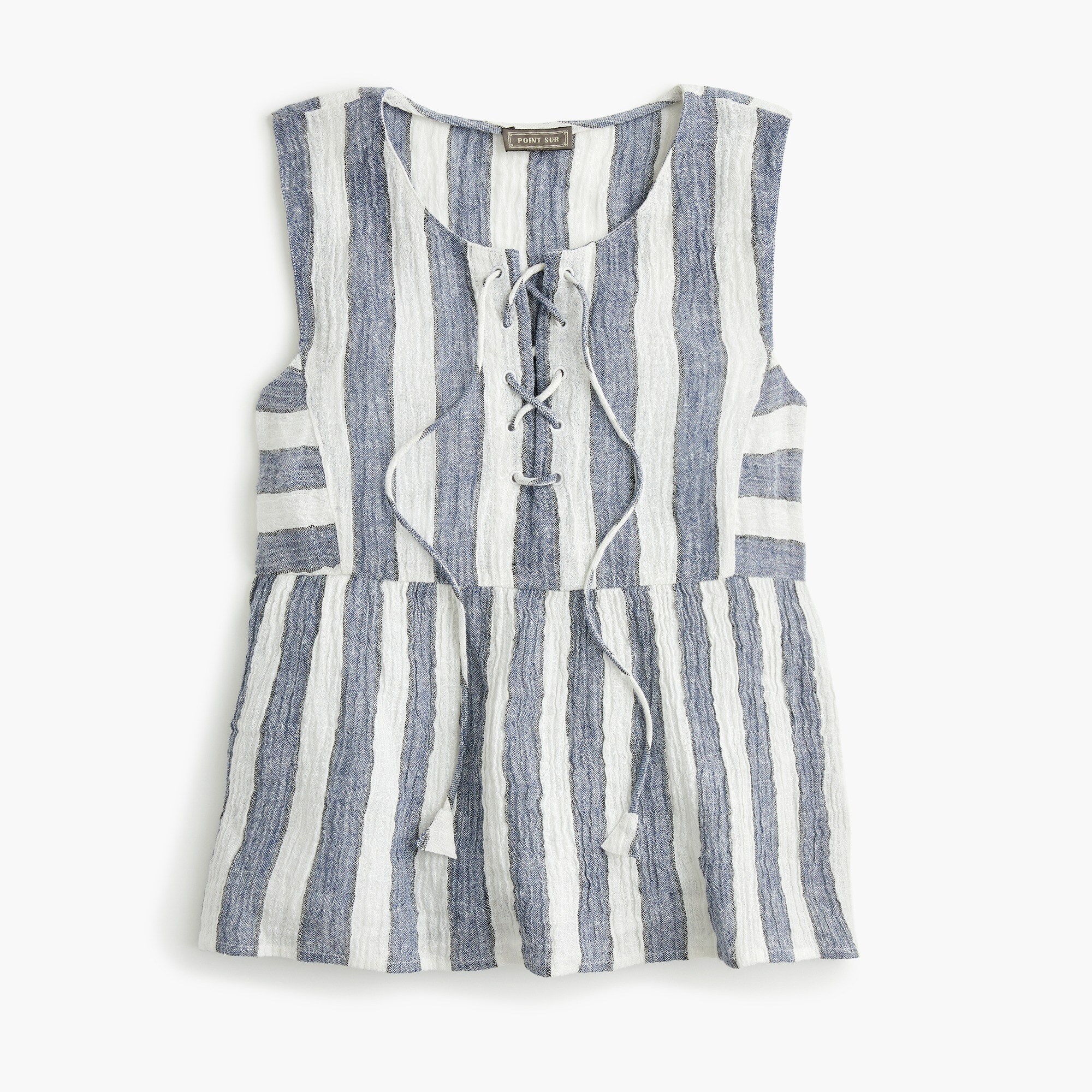 Point Sur Tie-front Top In Striped Linen For Women | J.Crew