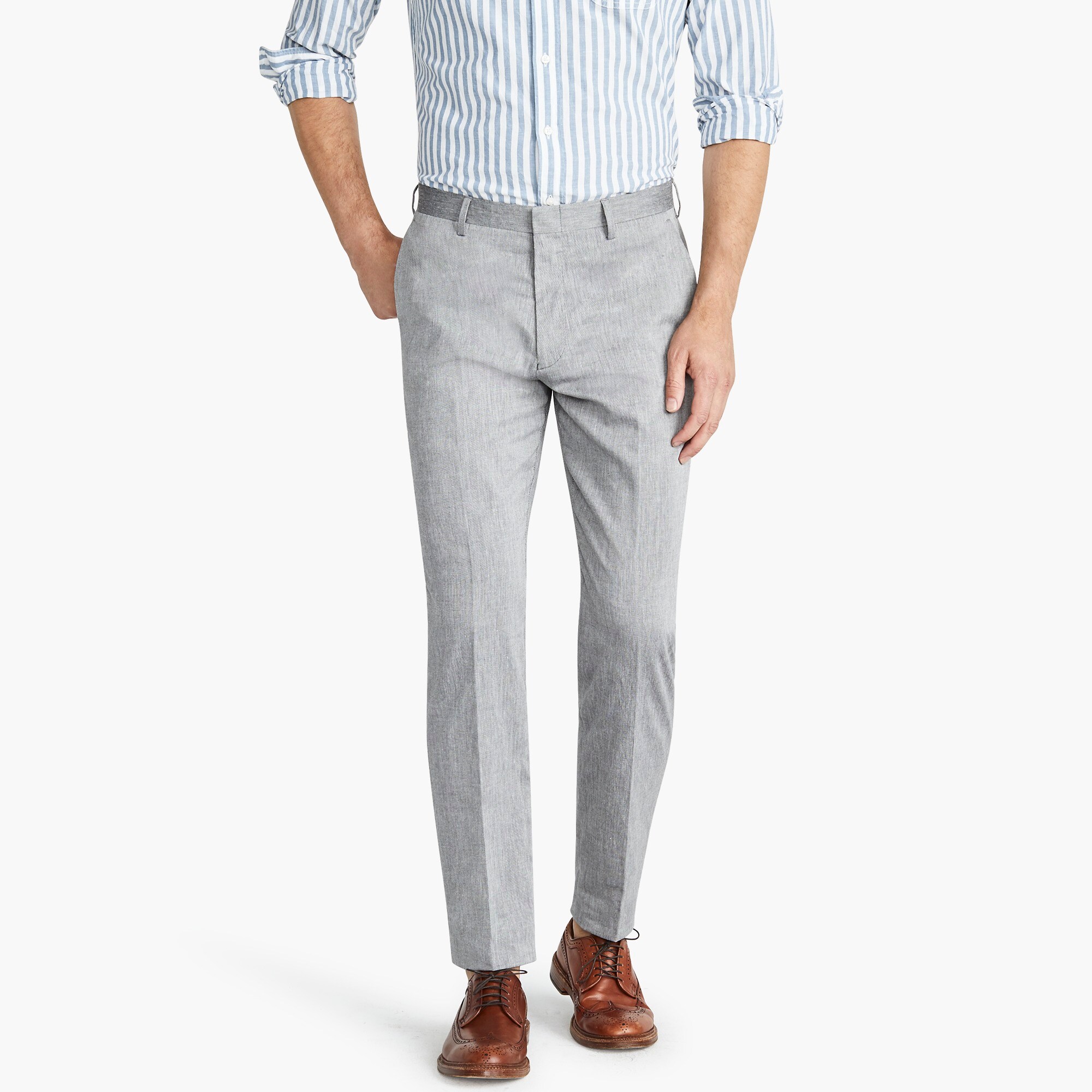 mens Ludlow Classic-fit stretch-cotton suit pant in light grey