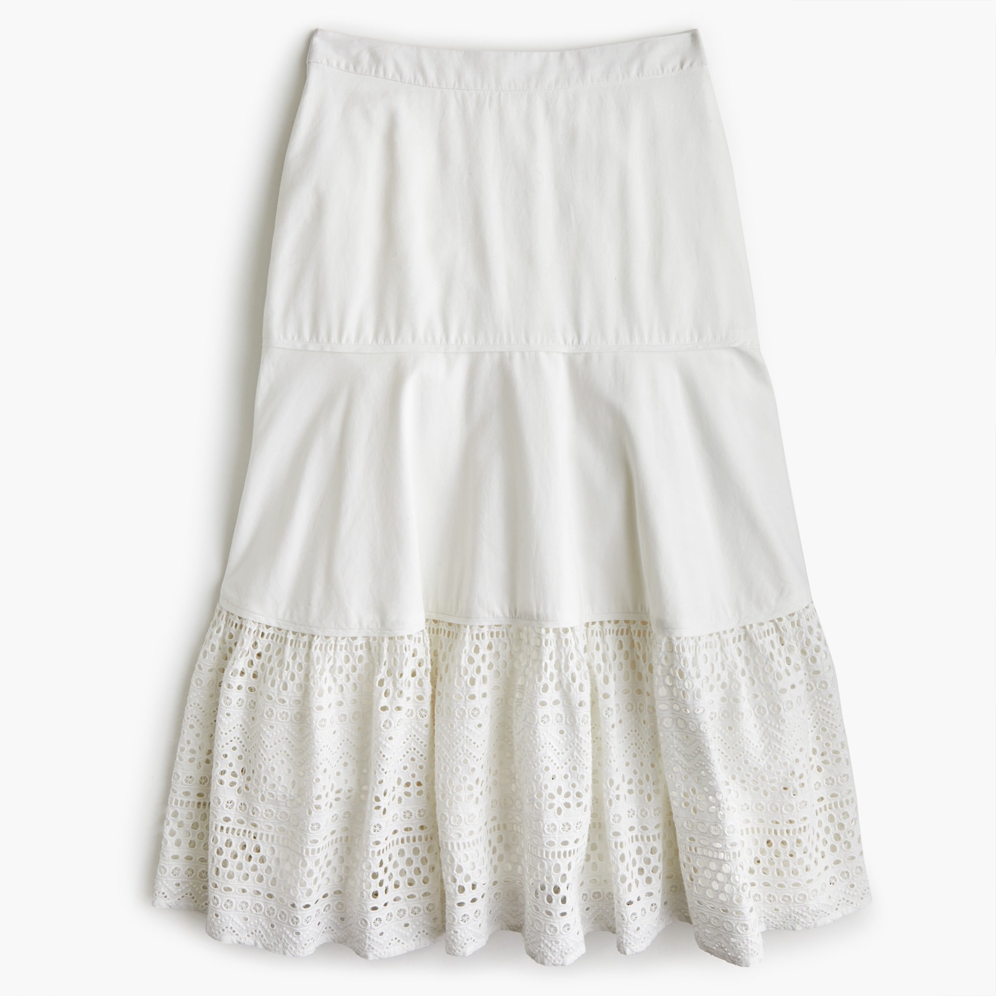 J.Crew Point Sur Tiered Skirt In Mixed Eyelet For Women