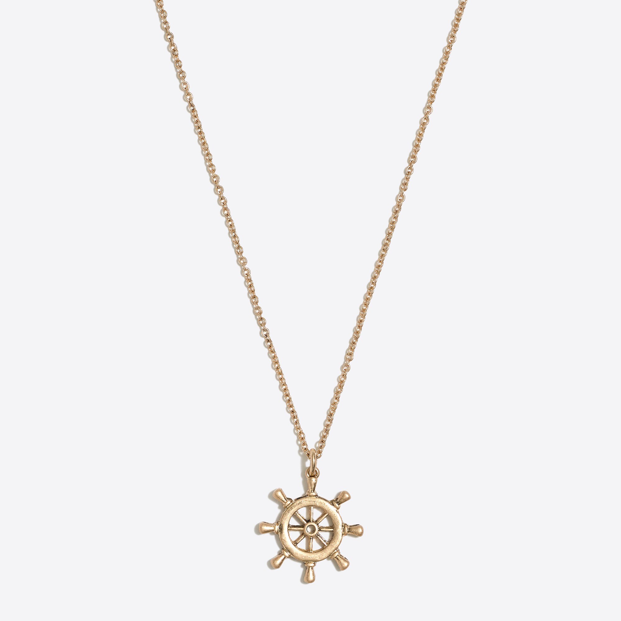 Ship's wheel pendant necklace