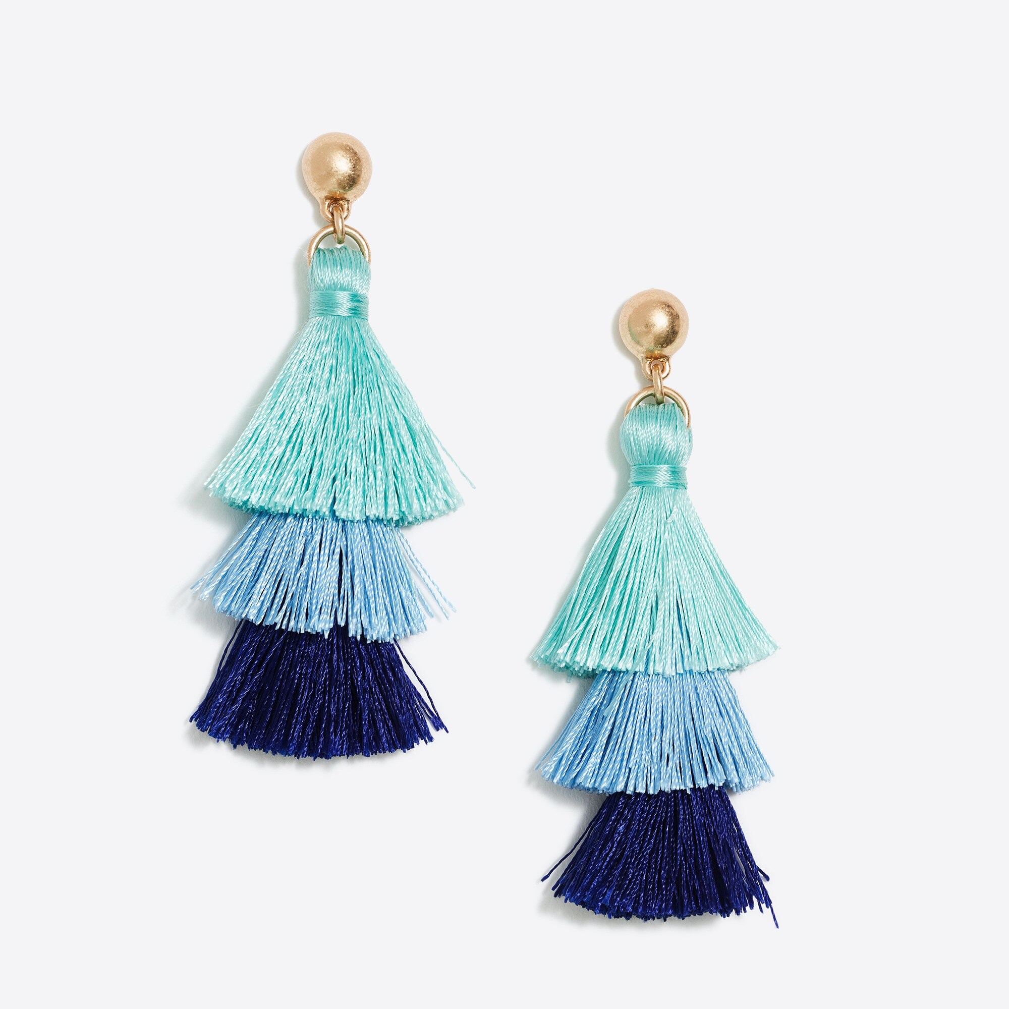 Layered thread tassel earrings