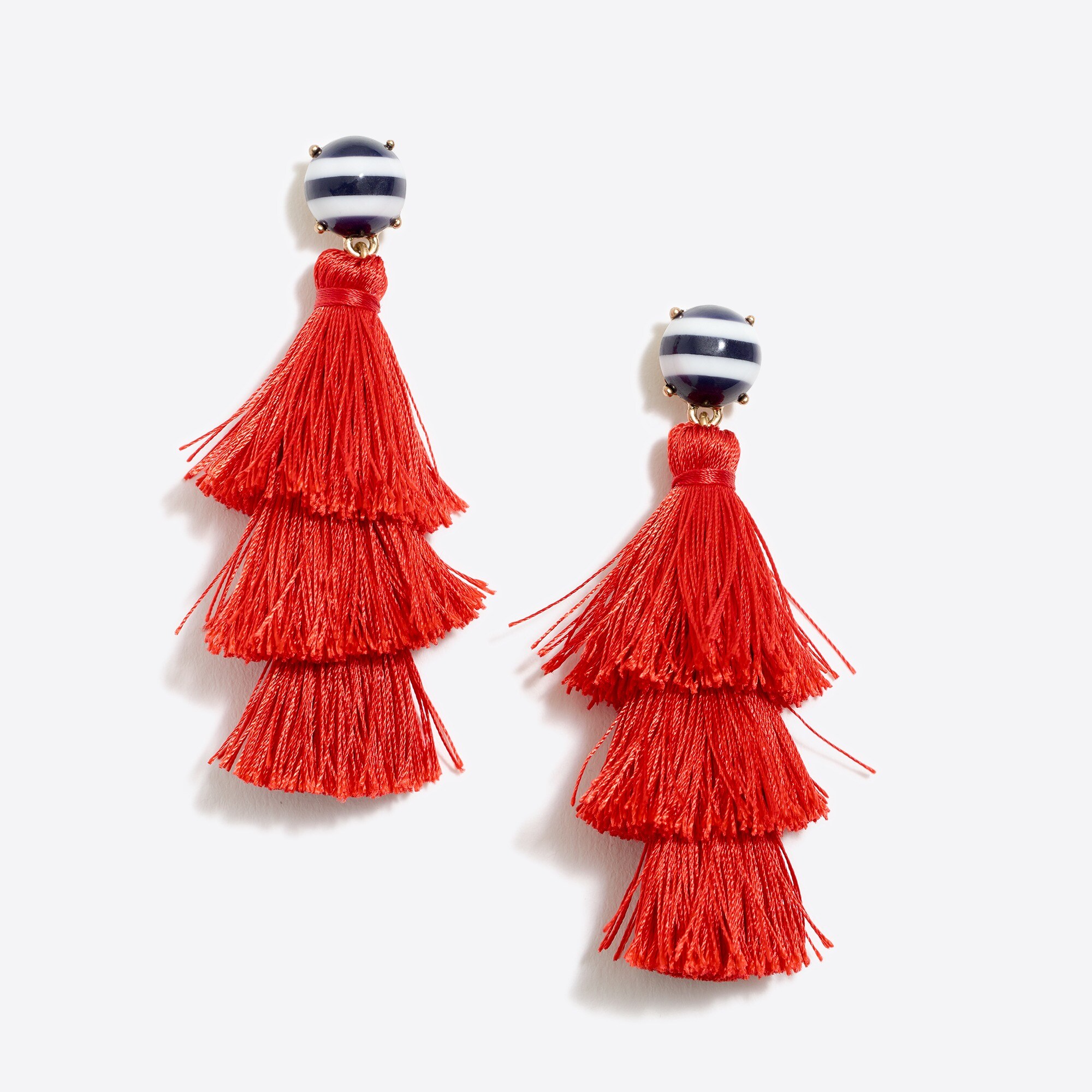 Striped and solid tassel earrings
