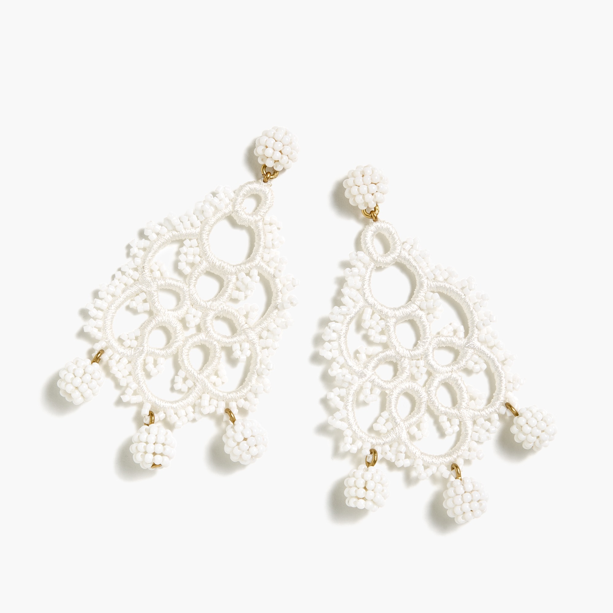 Bead-and-embroidery earrings