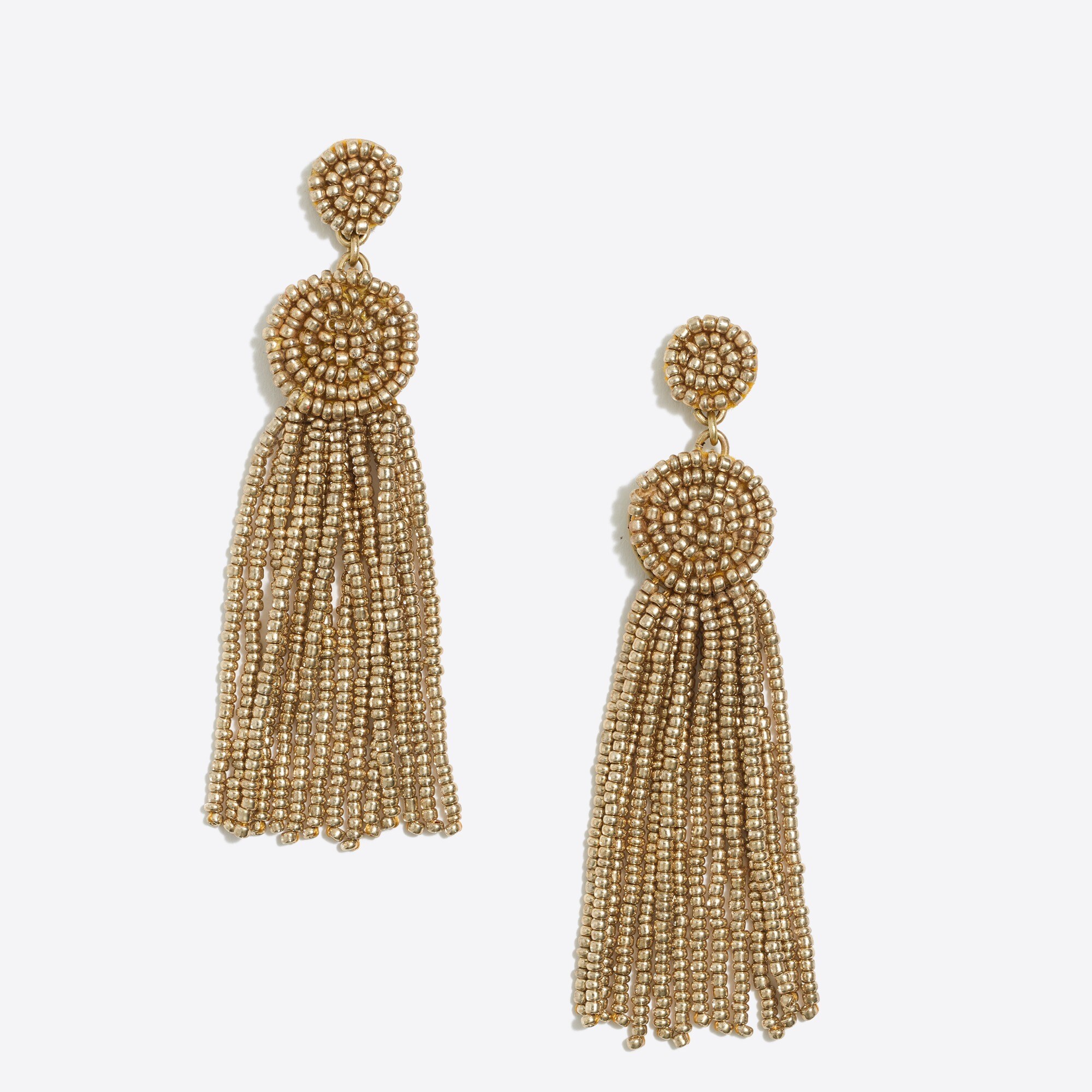 Beaded circle tassel earrings