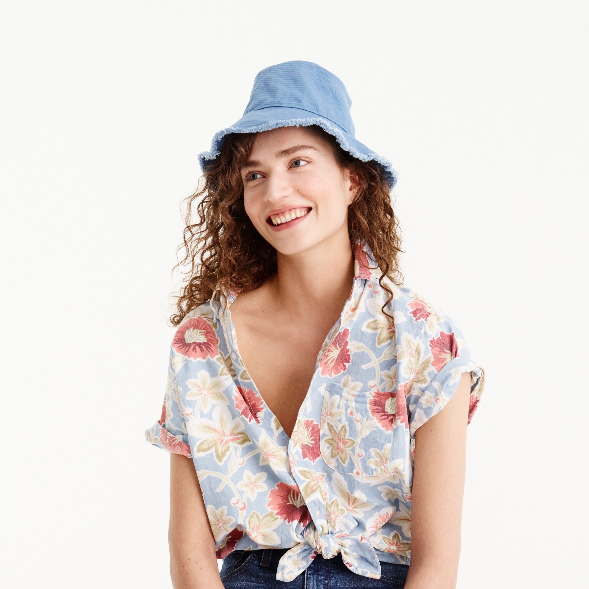 frayed edge bucket hat