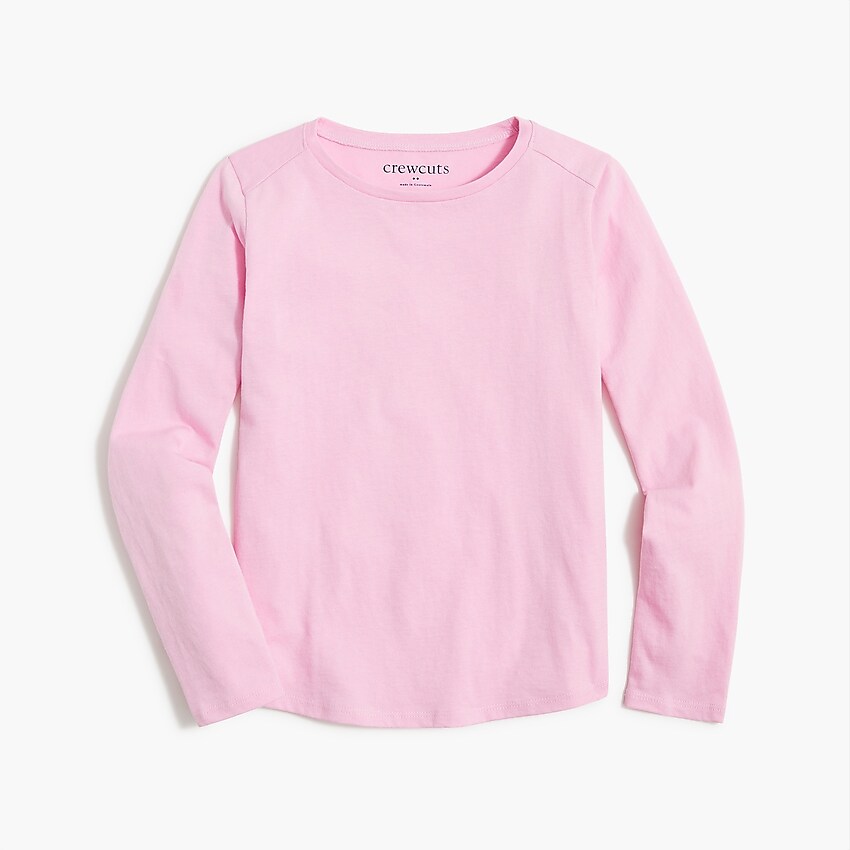 factory: girls' long-sleeve tee with shirttail hem for girls, right side, view zoomed