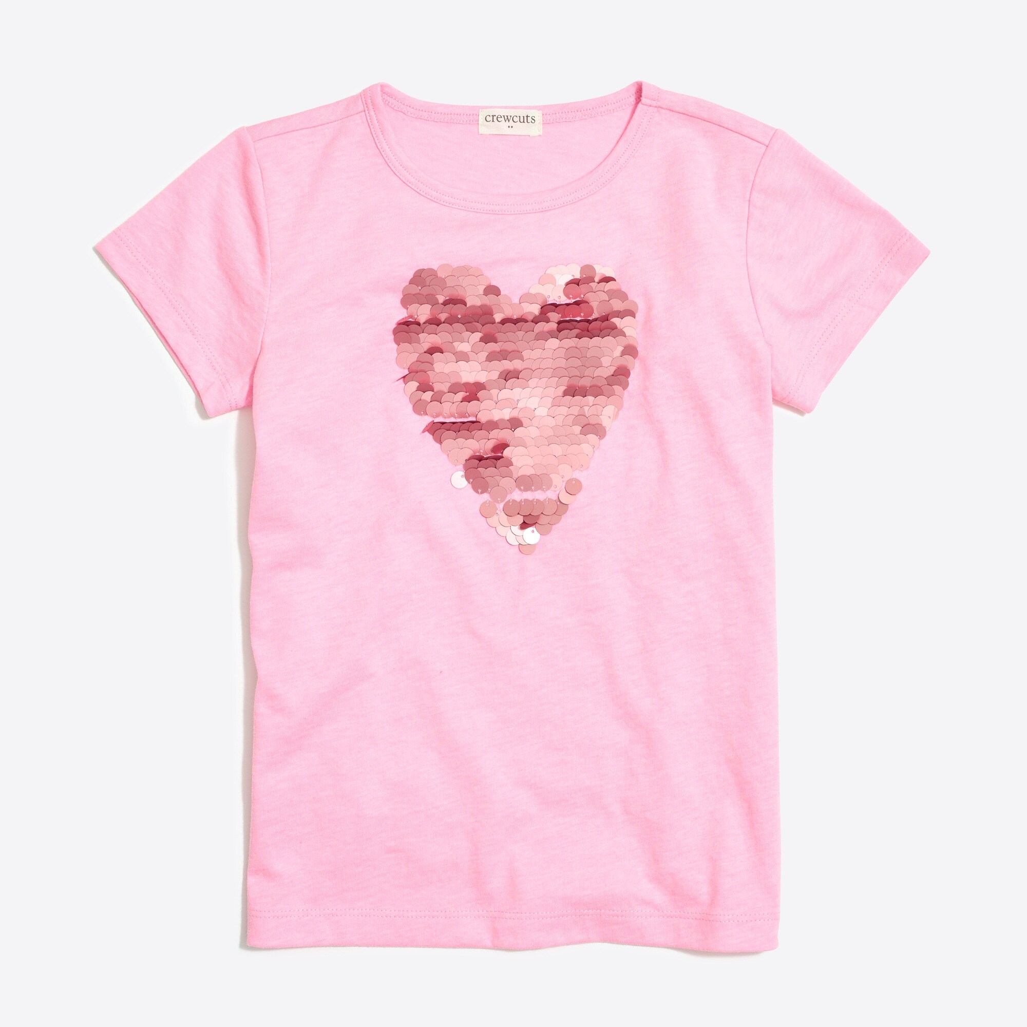 Girls' short-sleeve sequin-heart graphic tee