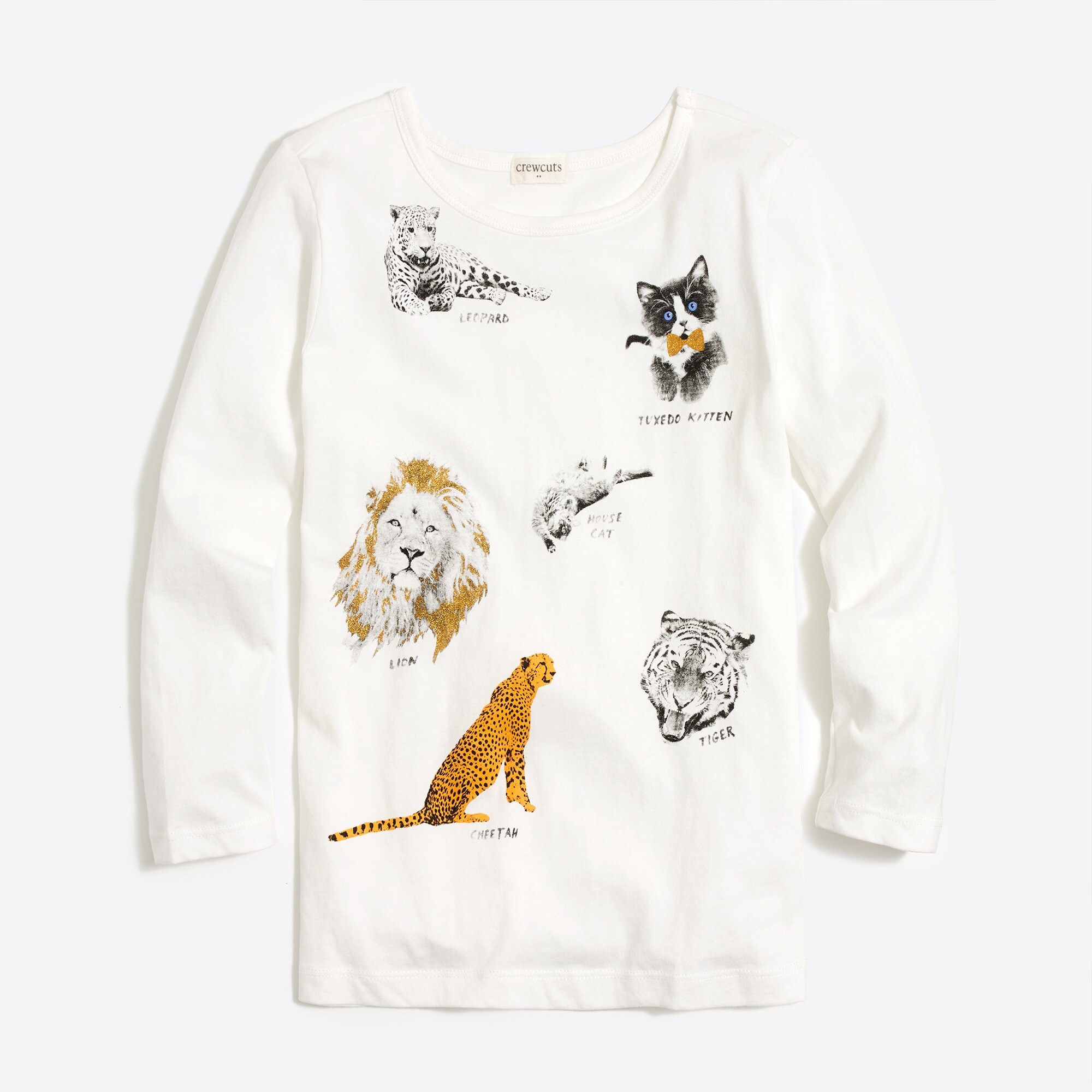 Girls' long-sleeve cats graphic tee